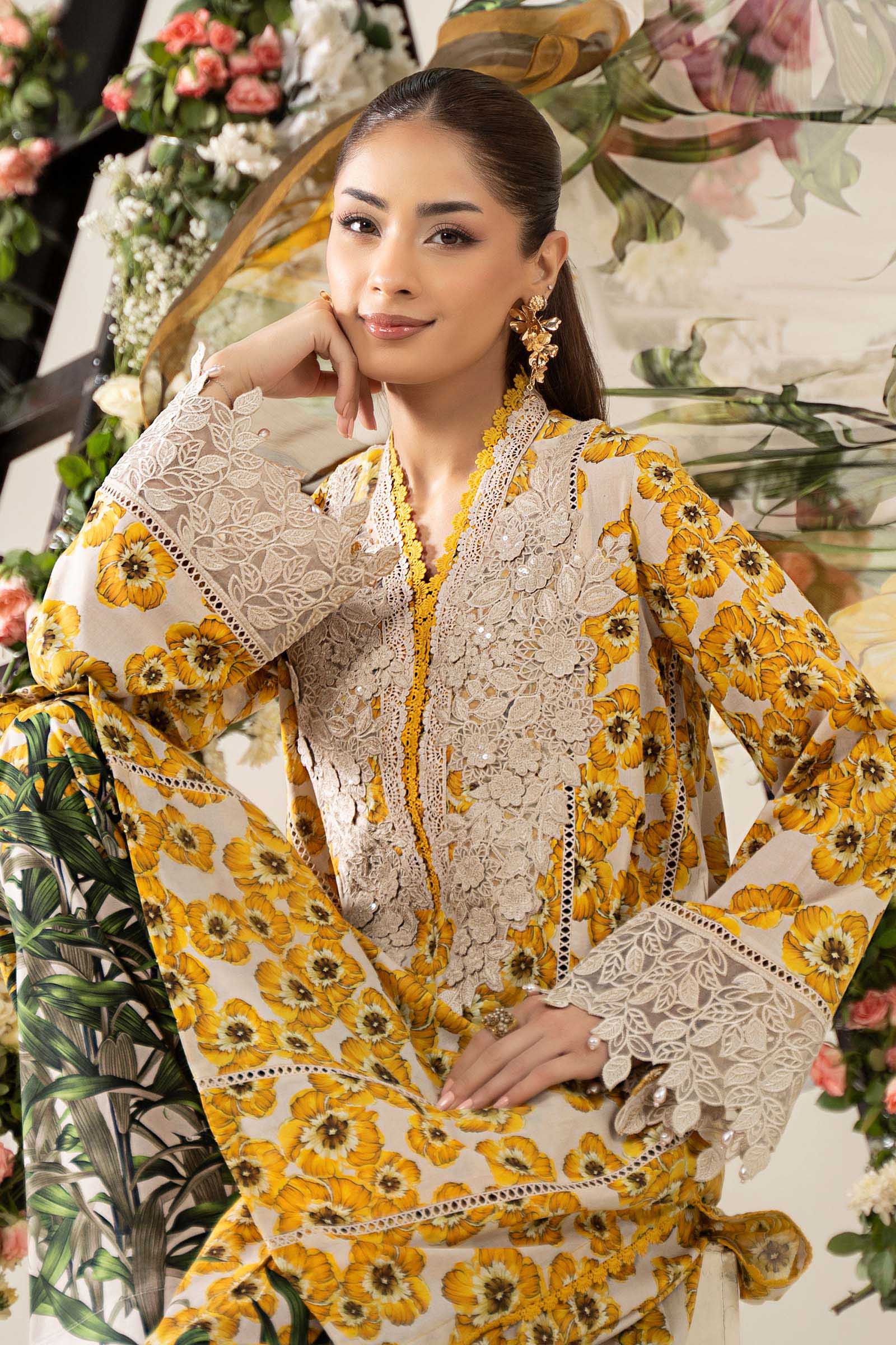 3 Piece Unstitched Embroidered Lawn Suit | MPT-2606-A - Image 8
