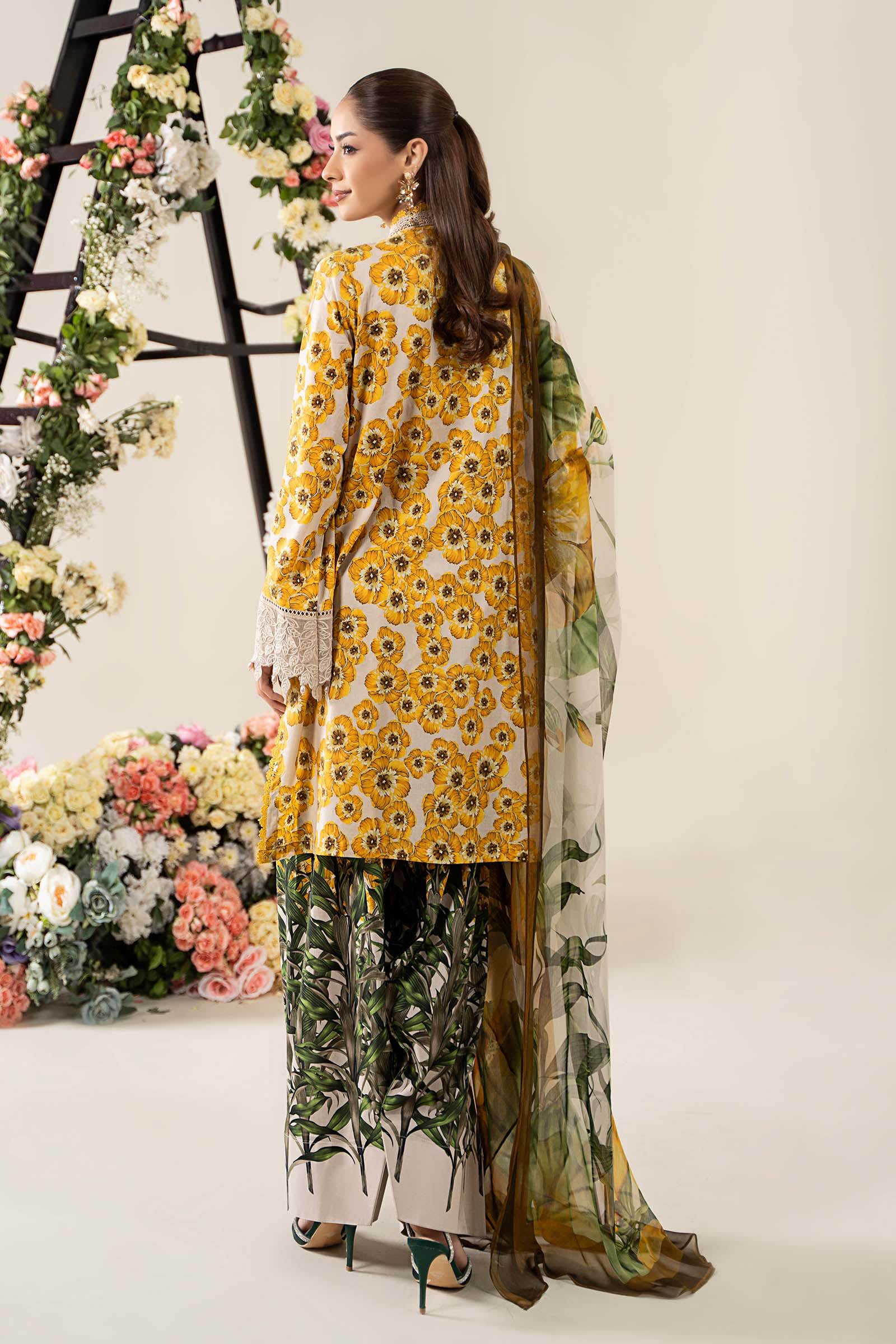 3 Piece Unstitched Embroidered Lawn Suit | MPT-2606-A - Image 9
