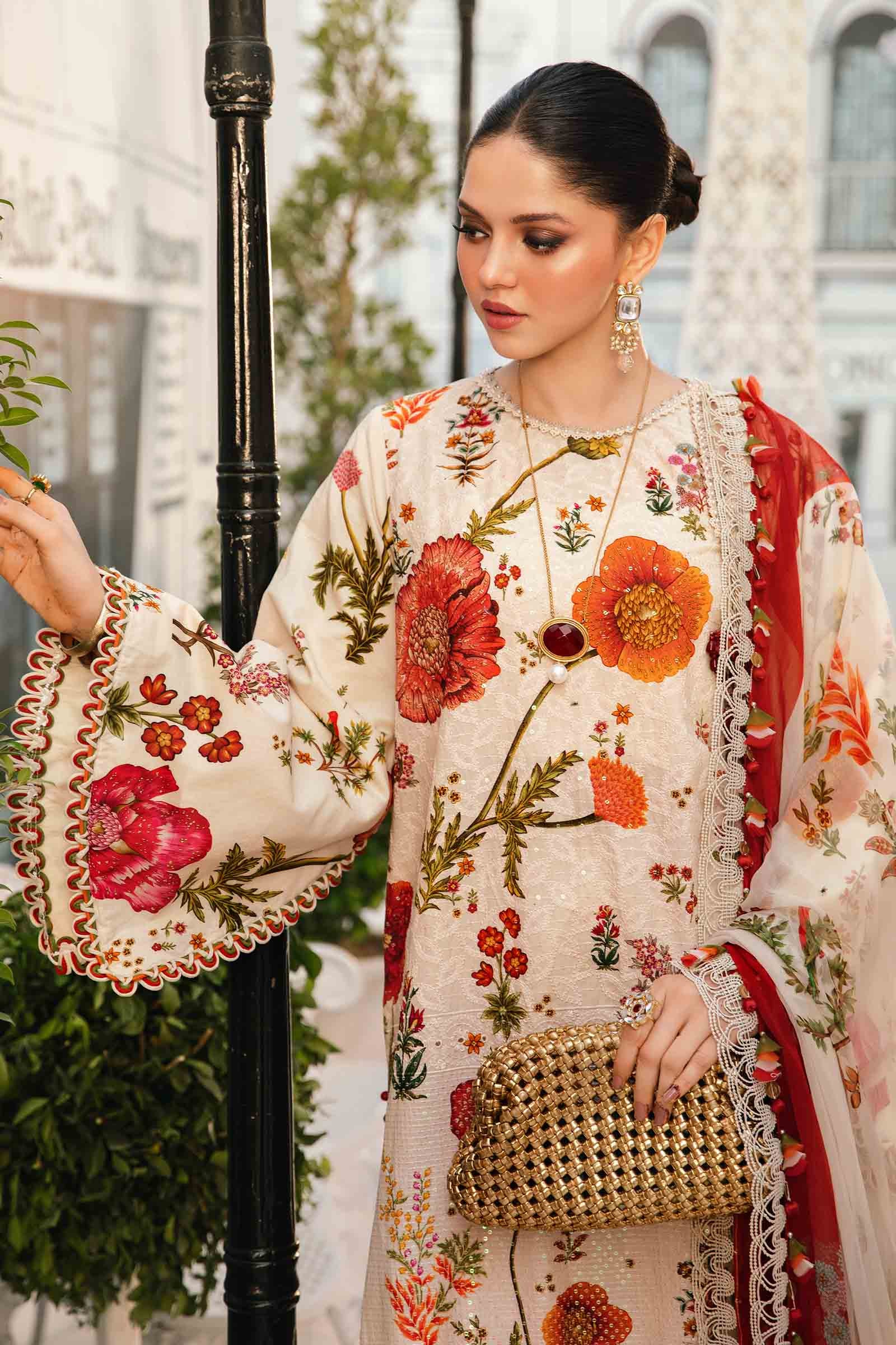 3 Piece Unstitched Embroidered Lawn Suit | MPT-2607-A - Image 4
