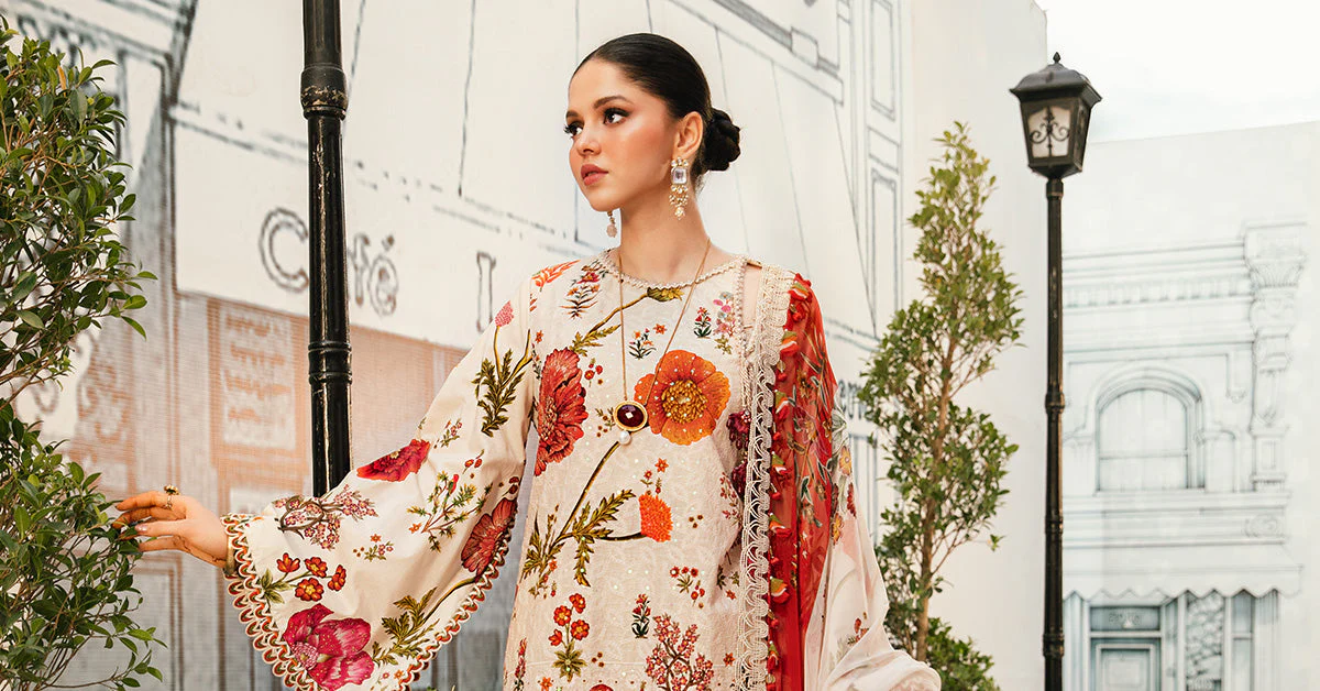 3 Piece Unstitched Embroidered Lawn Suit | MPT-2607-A - Image 7