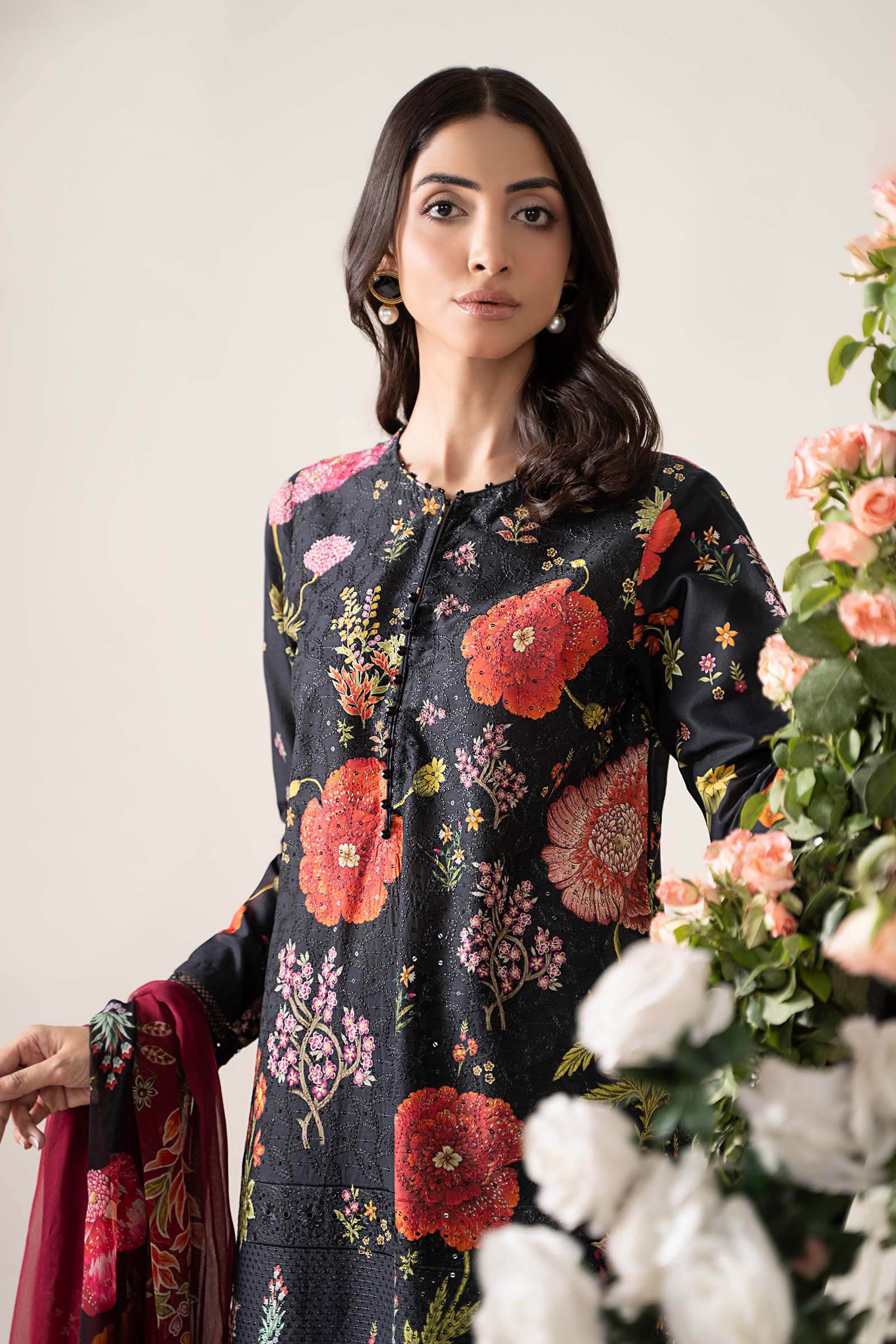 3 Piece Unstitched Embroidered Lawn Suit | MPT-2607-B - Image 2