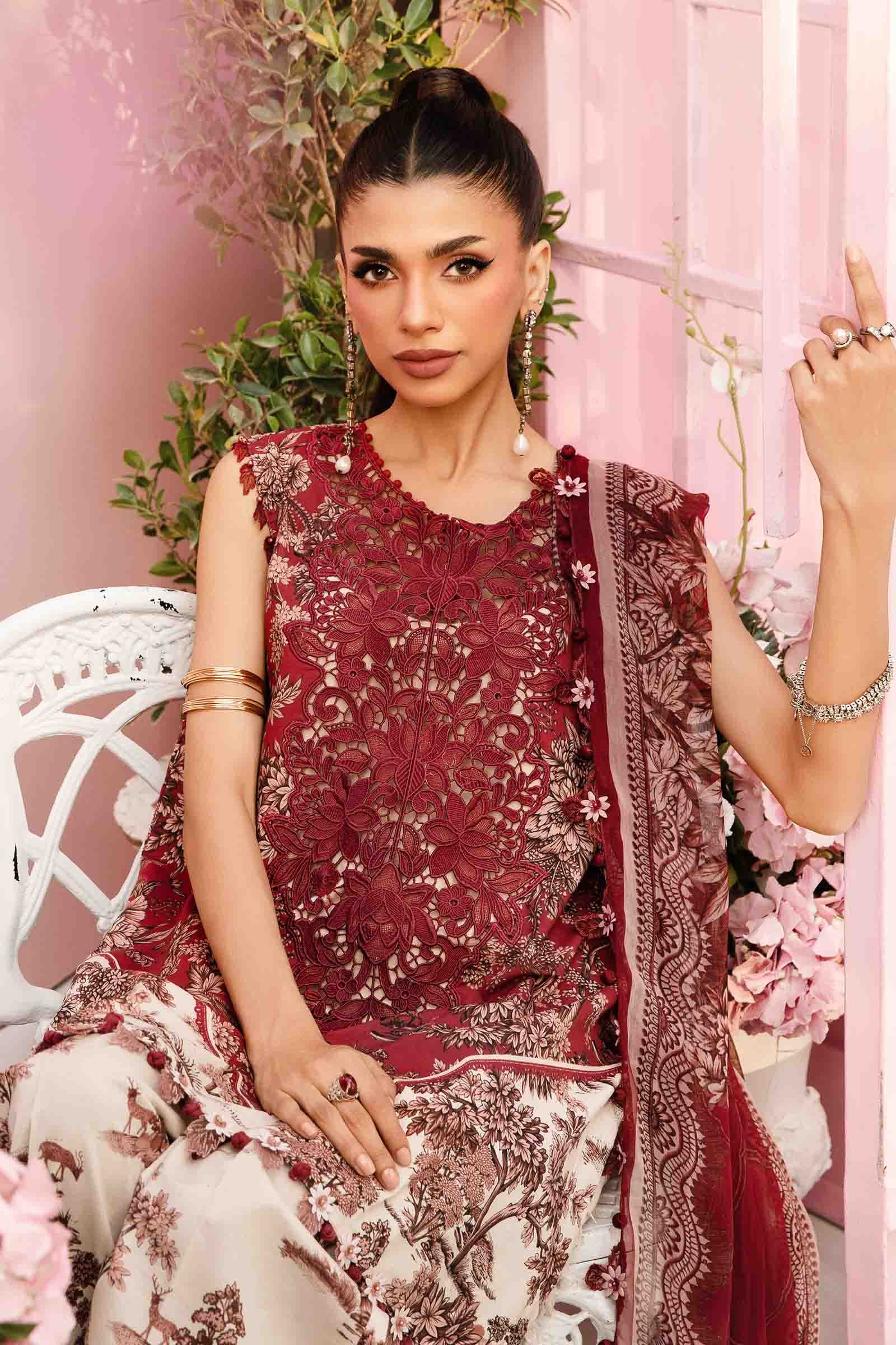 3 Piece Unstitched Embroidered Lawn Suit | MPT-2608-A - Image 2