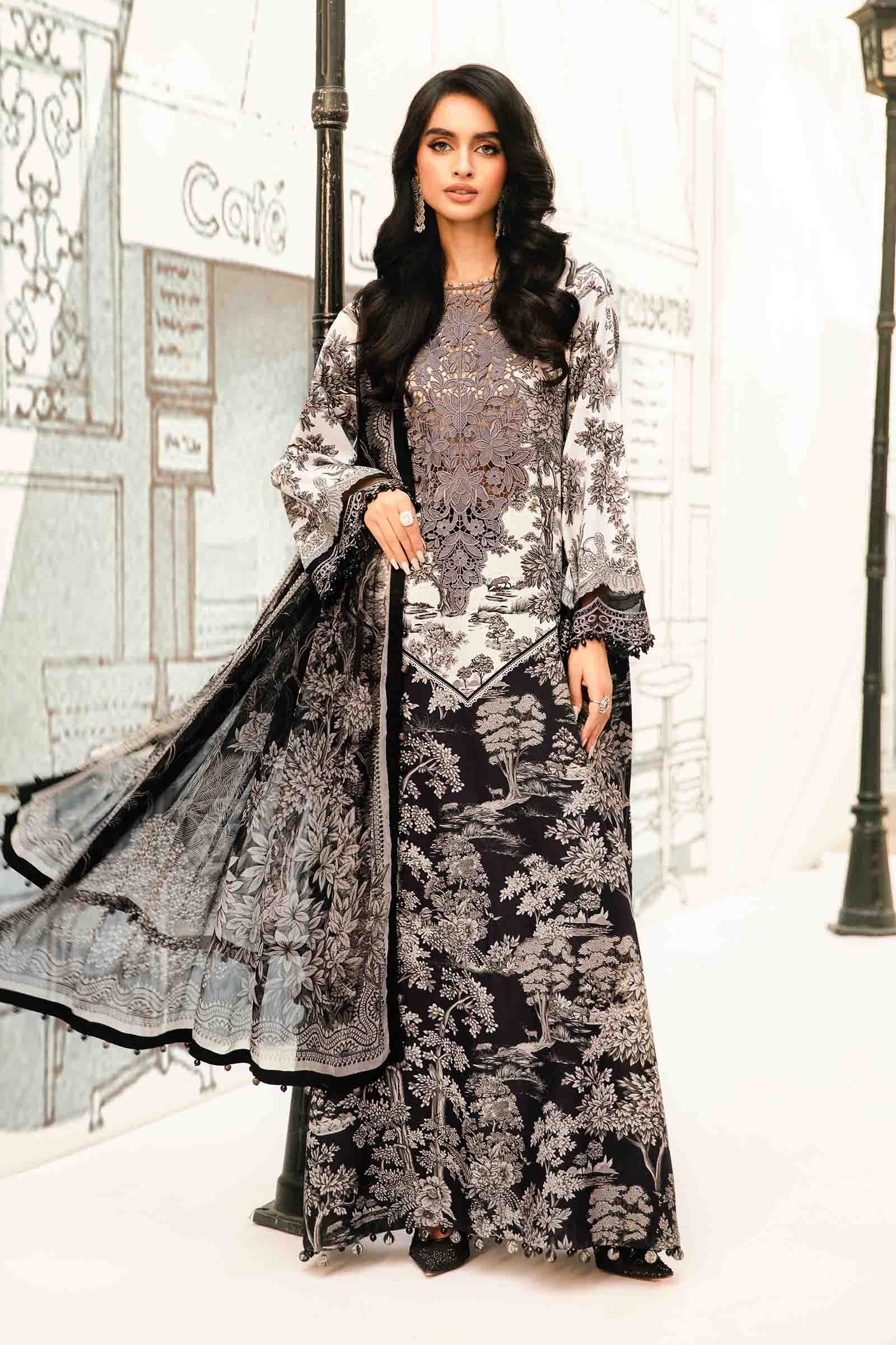 3 Piece Unstitched Embroidered Lawn Suit | MPT-2608-B - Image 3