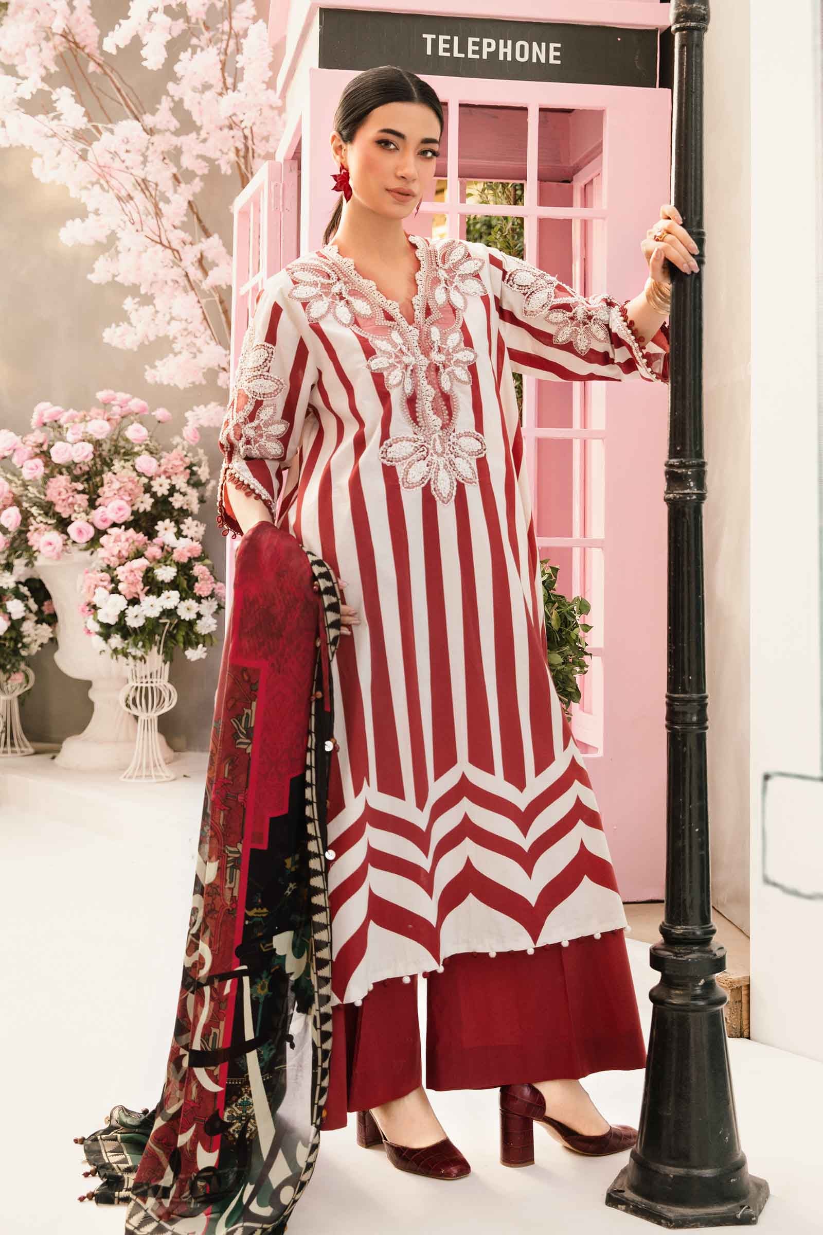 3 Piece Unstitched Embroidered Lawn Suit | MPT-2609-A - Image 3
