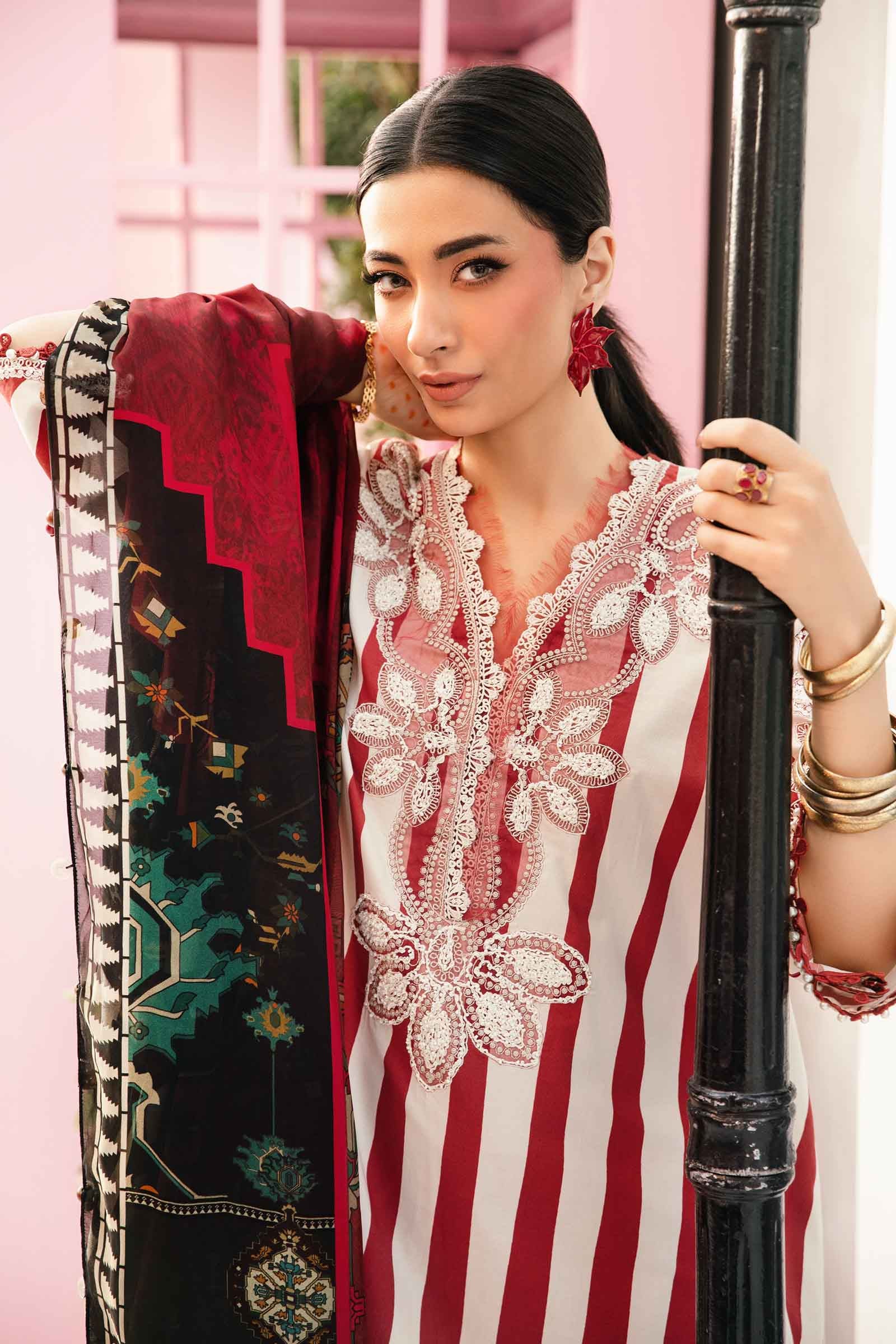 3 Piece Unstitched Embroidered Lawn Suit | MPT-2609-A - Image 4