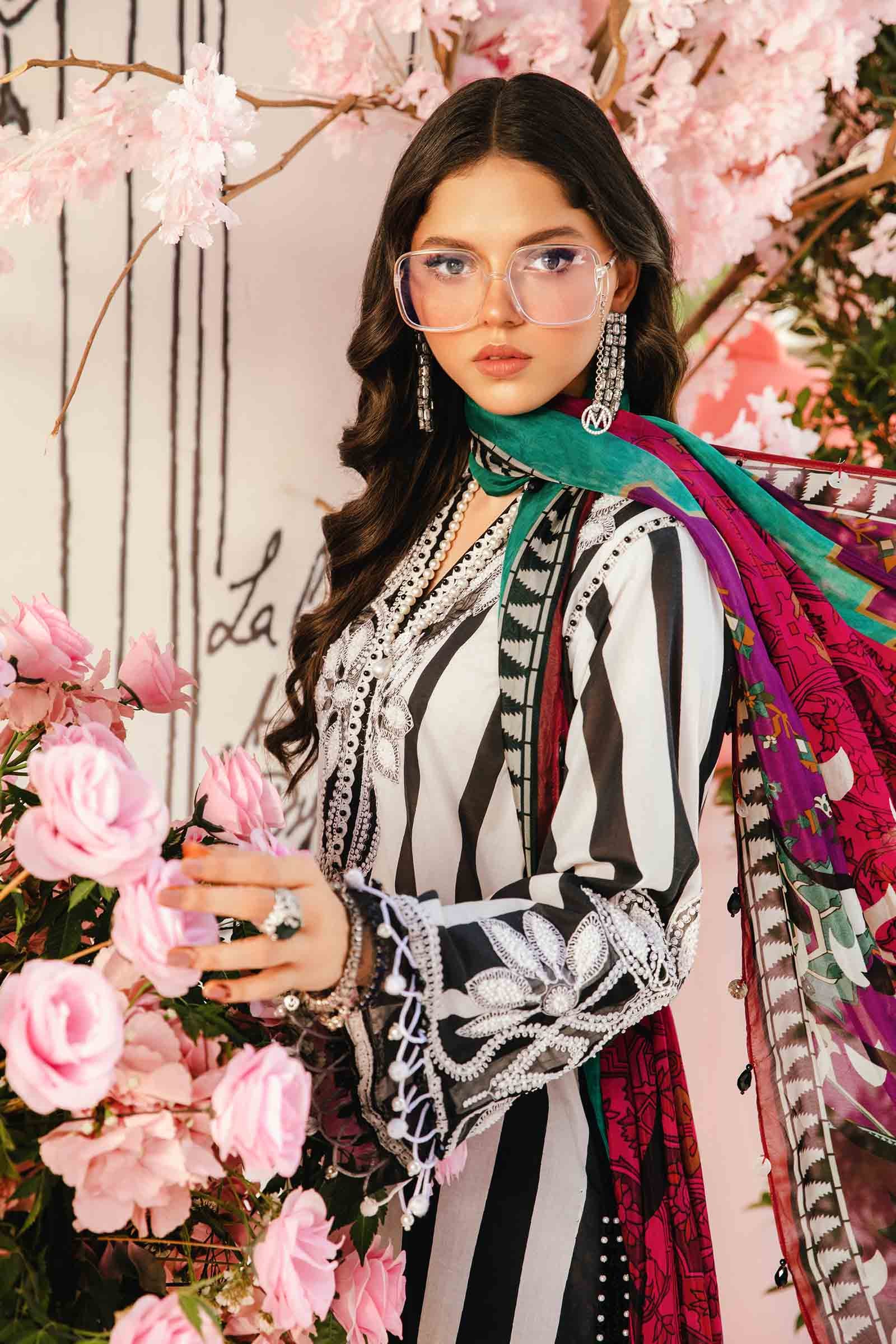3 Piece Unstitched Embroidered Lawn Suit | MPT-2609-B - Image 3