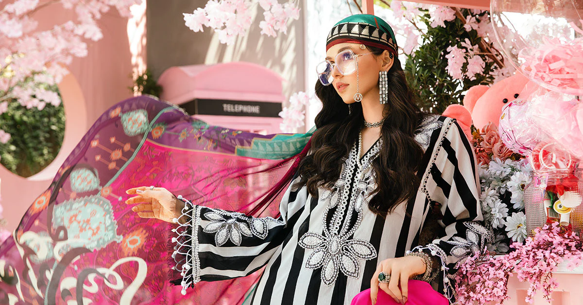 3 Piece Unstitched Embroidered Lawn Suit | MPT-2609-B - Image 7