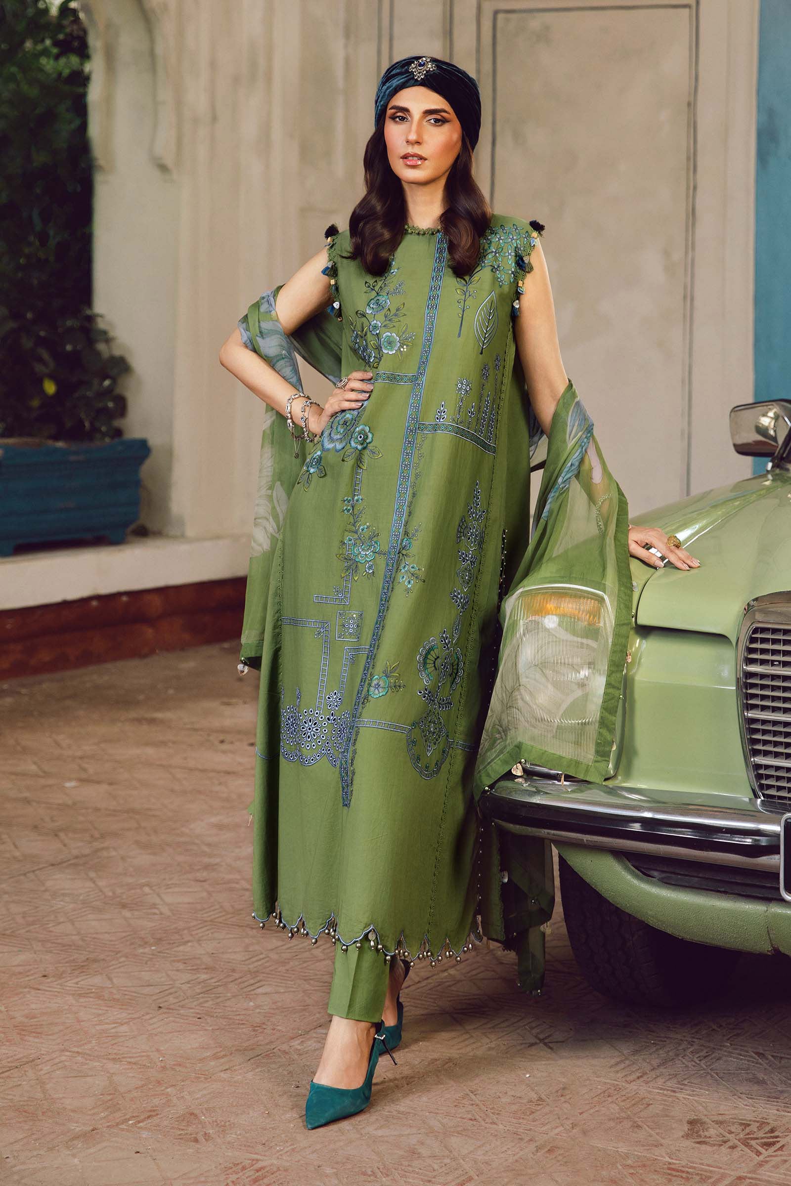 3 Piece Unstitched Embroidered Cambric Suit | MPT-2701-A - Image 4