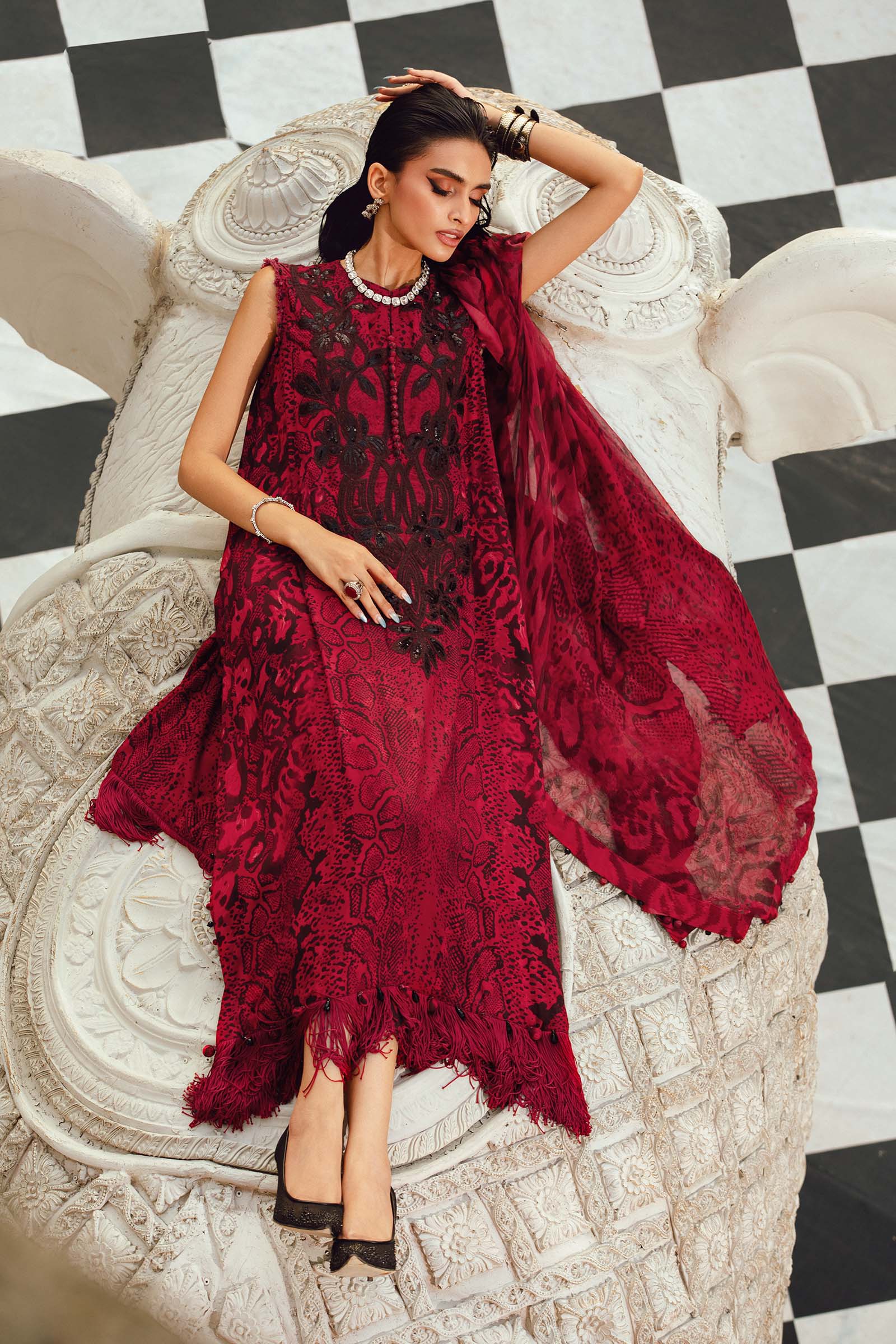 3 Piece Unstitched Embroidered Linen Suit | MPT-2702-A - Image 4