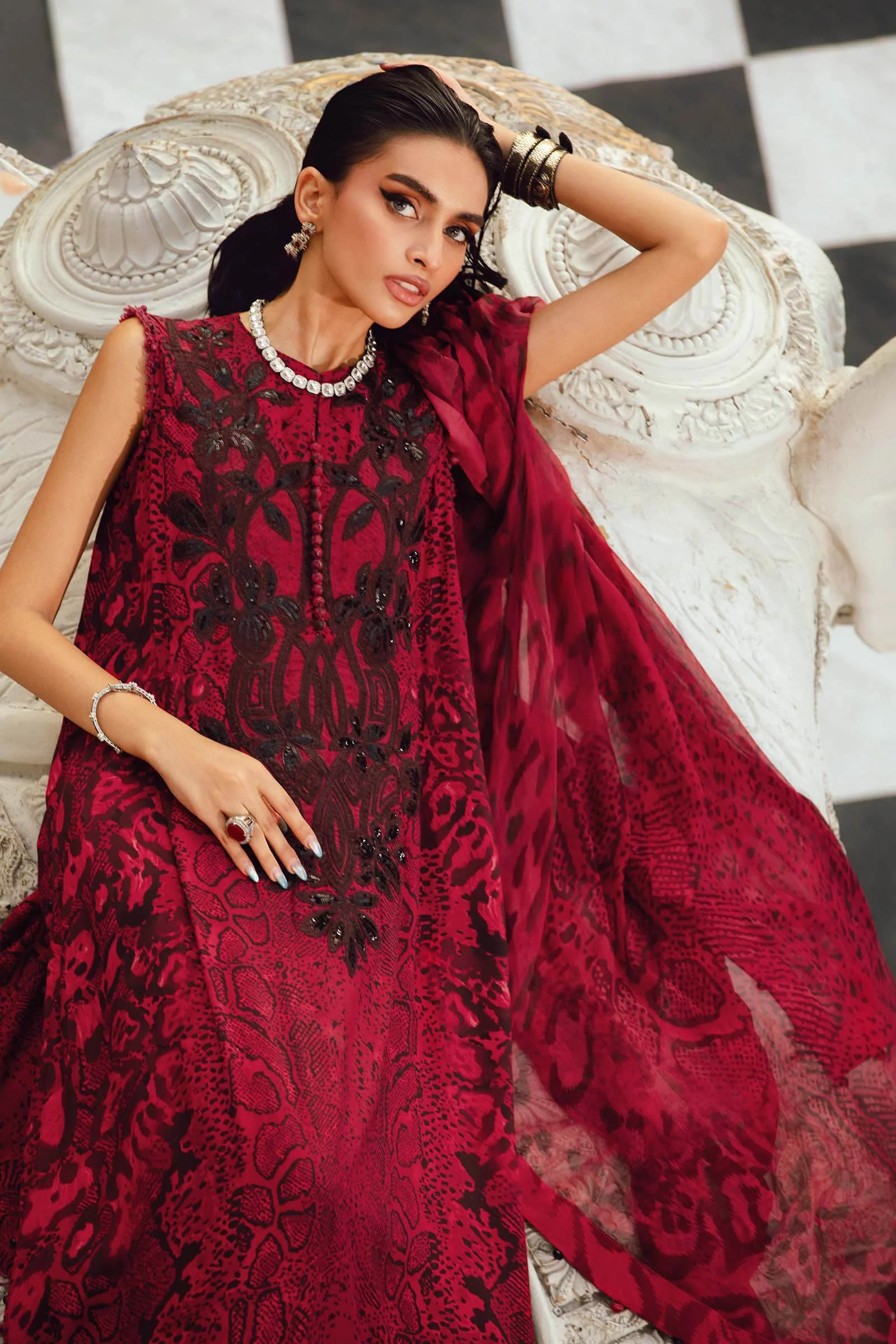 3 Piece Unstitched Embroidered Linen Suit | MPT-2702-A - Image 5