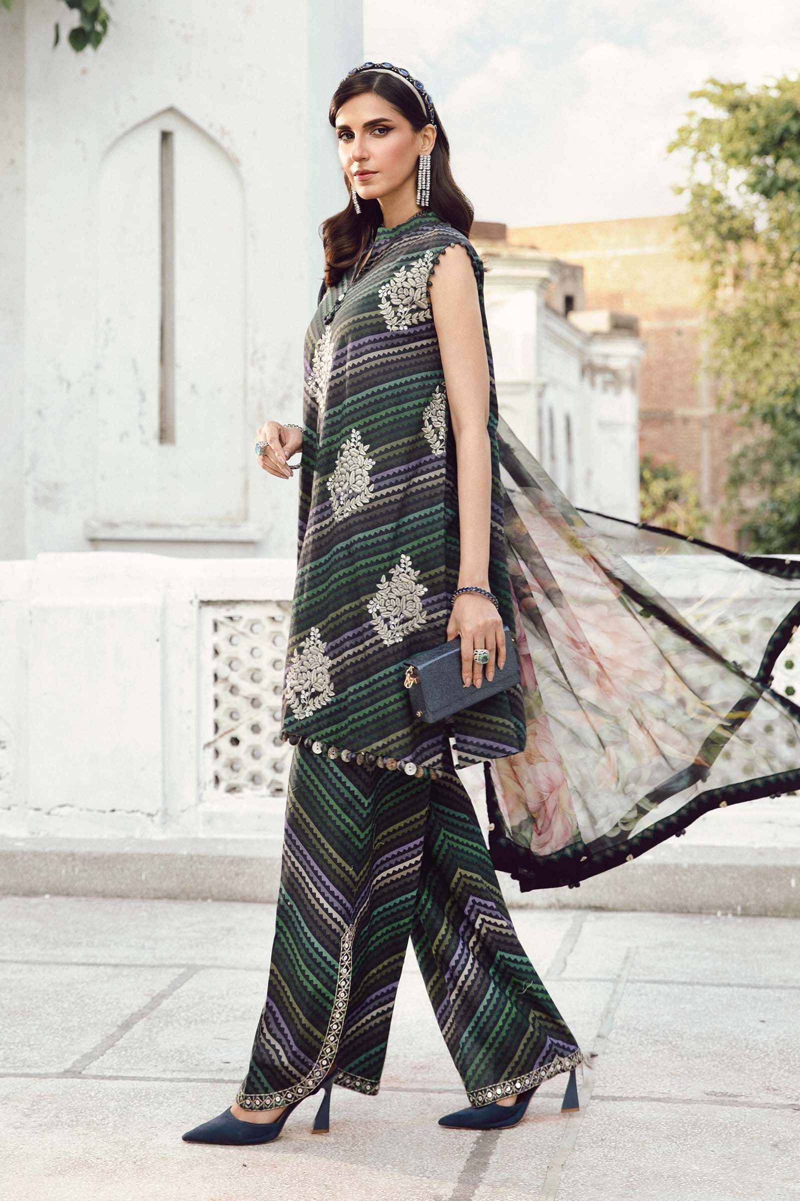 3 Piece Unstitched Embroidered Cambric Suit | MPT-2705-A - Image 5