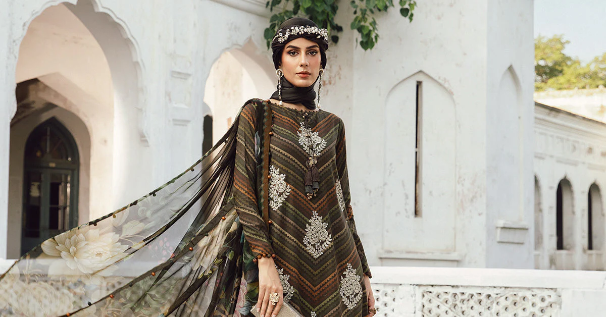3 Piece Unstitched Embroidered Cambric Suit | MPT-2705-B - Image 6