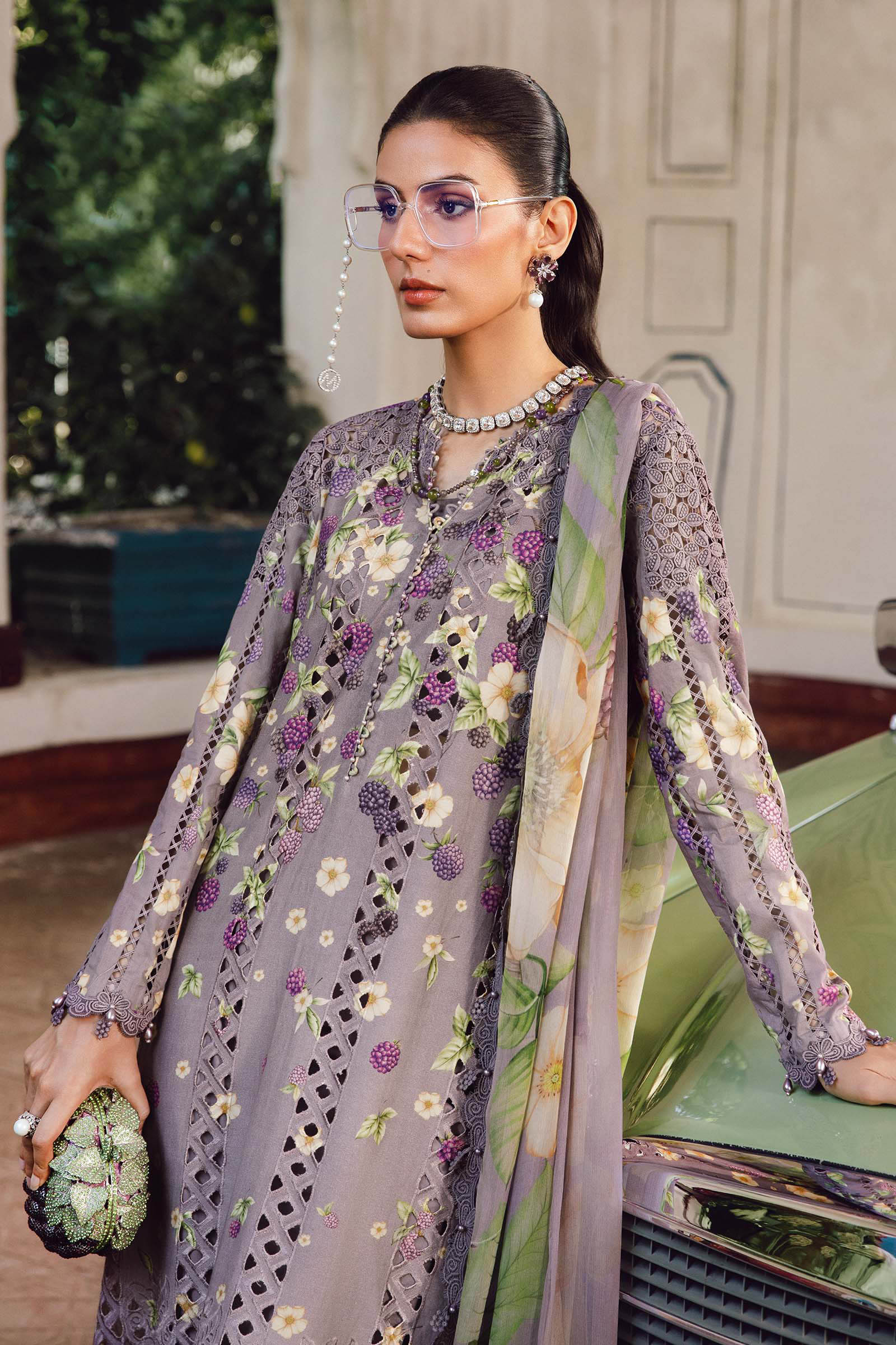 3 Piece Unstitched Embroidered Cambric Suit | MPT-2706-B - Image 5