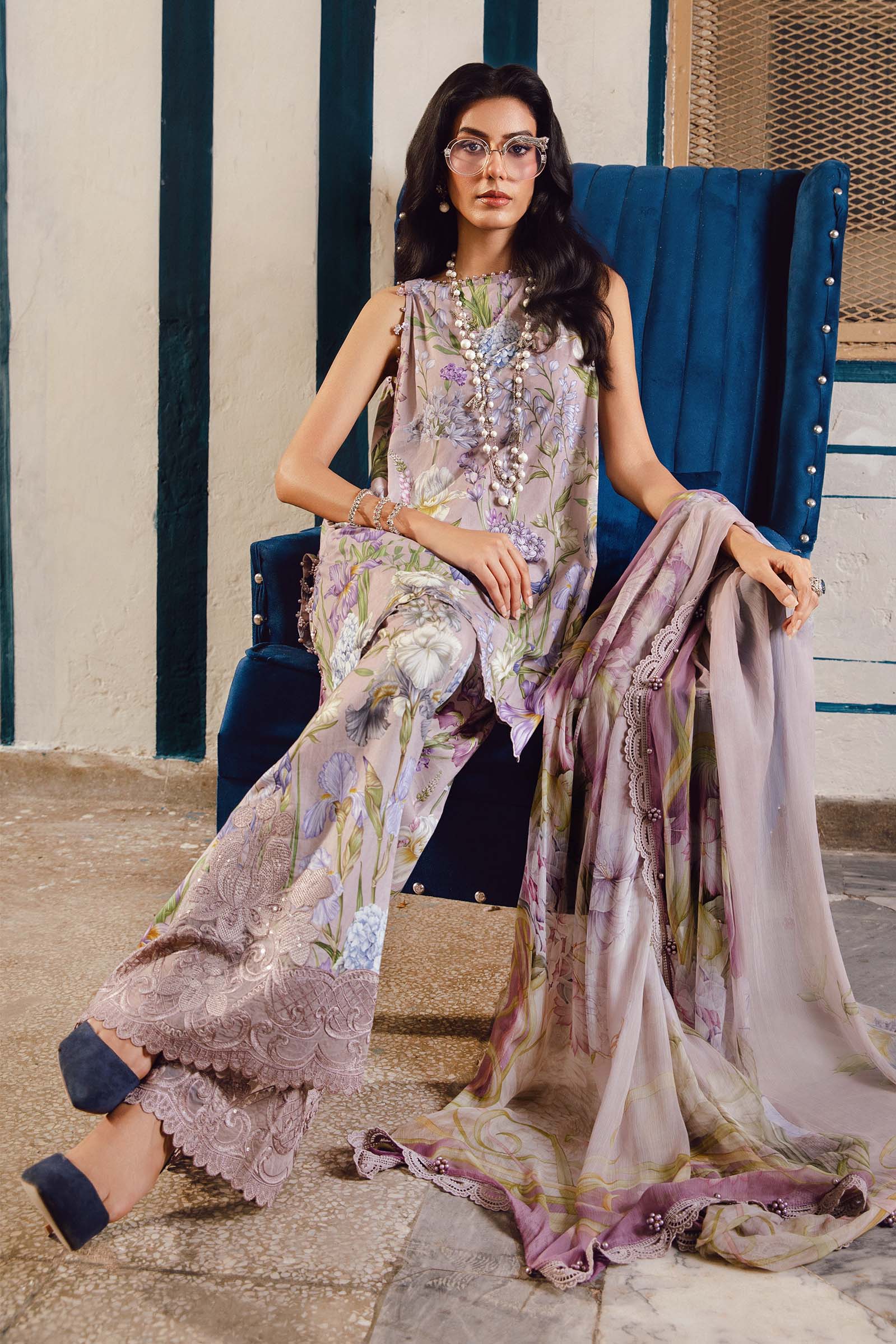 3 Piece Unstitched Embroidered Cambric Suit | MPT-2708-A - Image 3