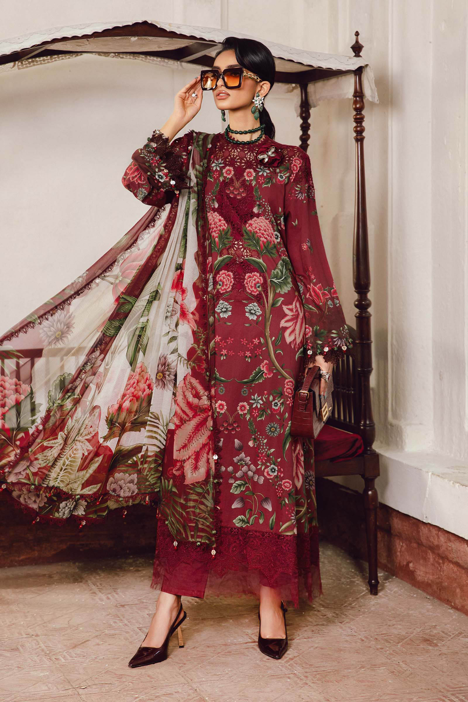 3 Piece Unstitched Embroidered Cambric Suit | MPT-2709-A - Image 5