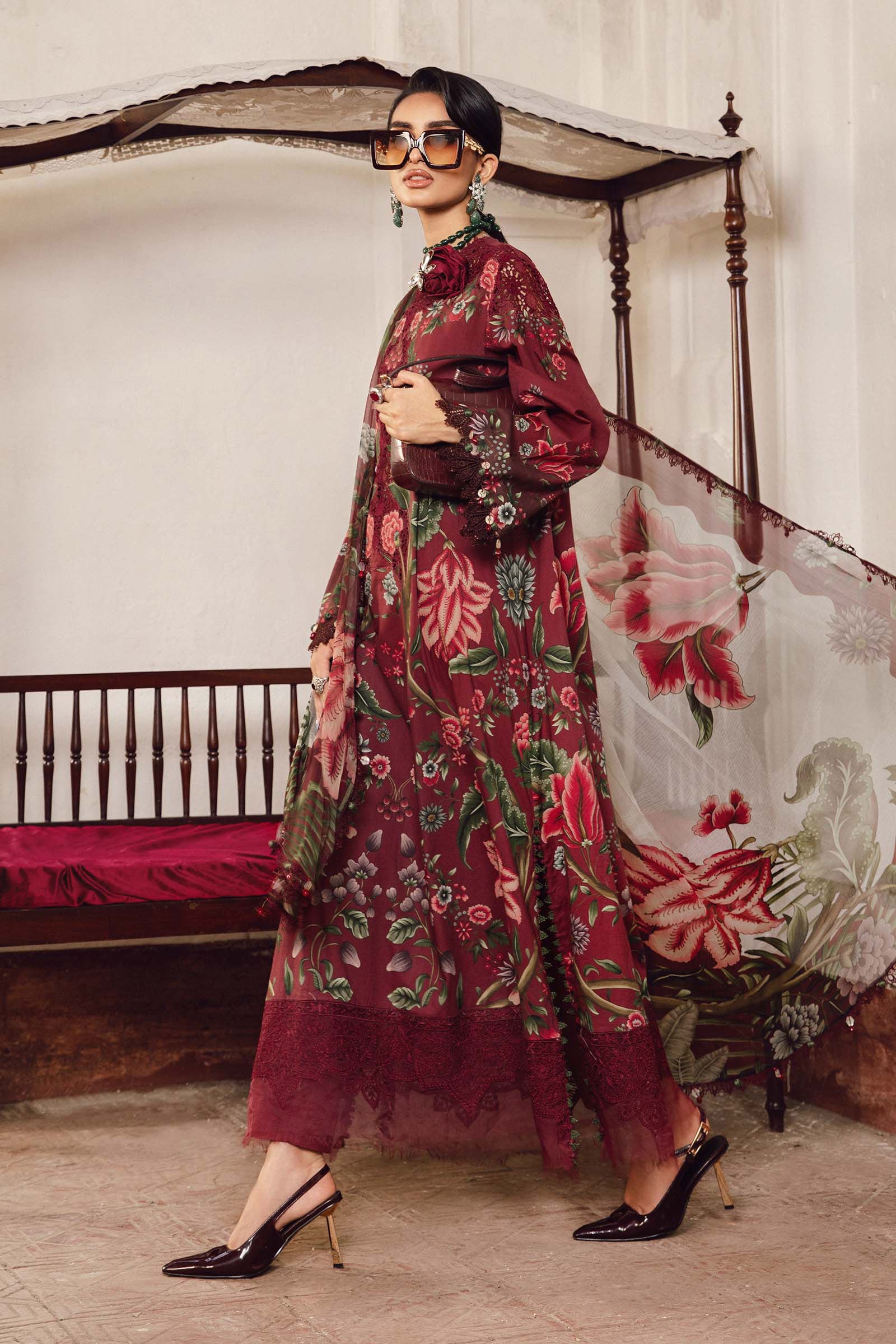 3 Piece Unstitched Embroidered Cambric Suit | MPT-2709-A - Image 6