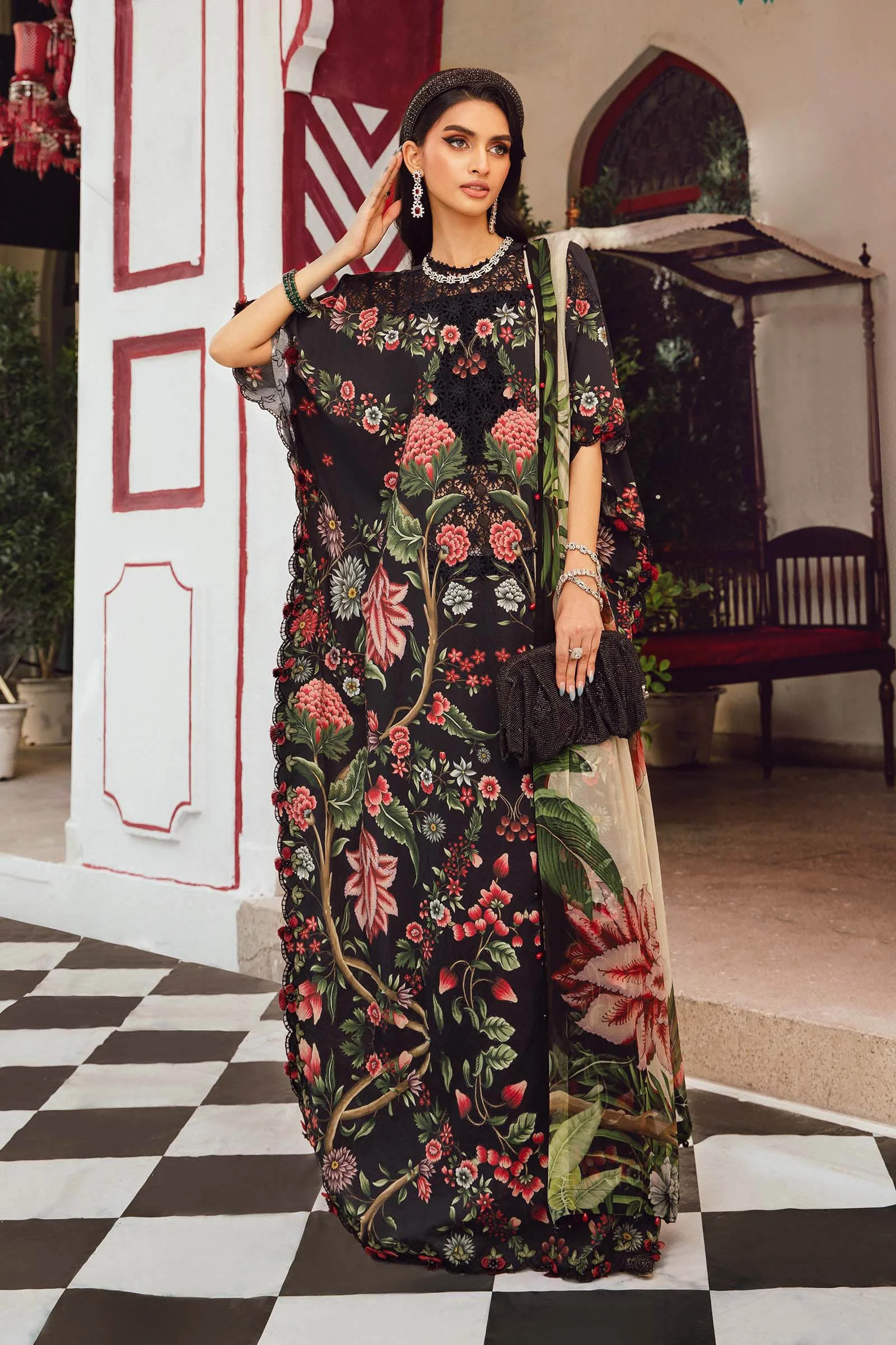 3 Piece Unstitched Embroidered Cambric Suit | MPT-2709-B - Image 3