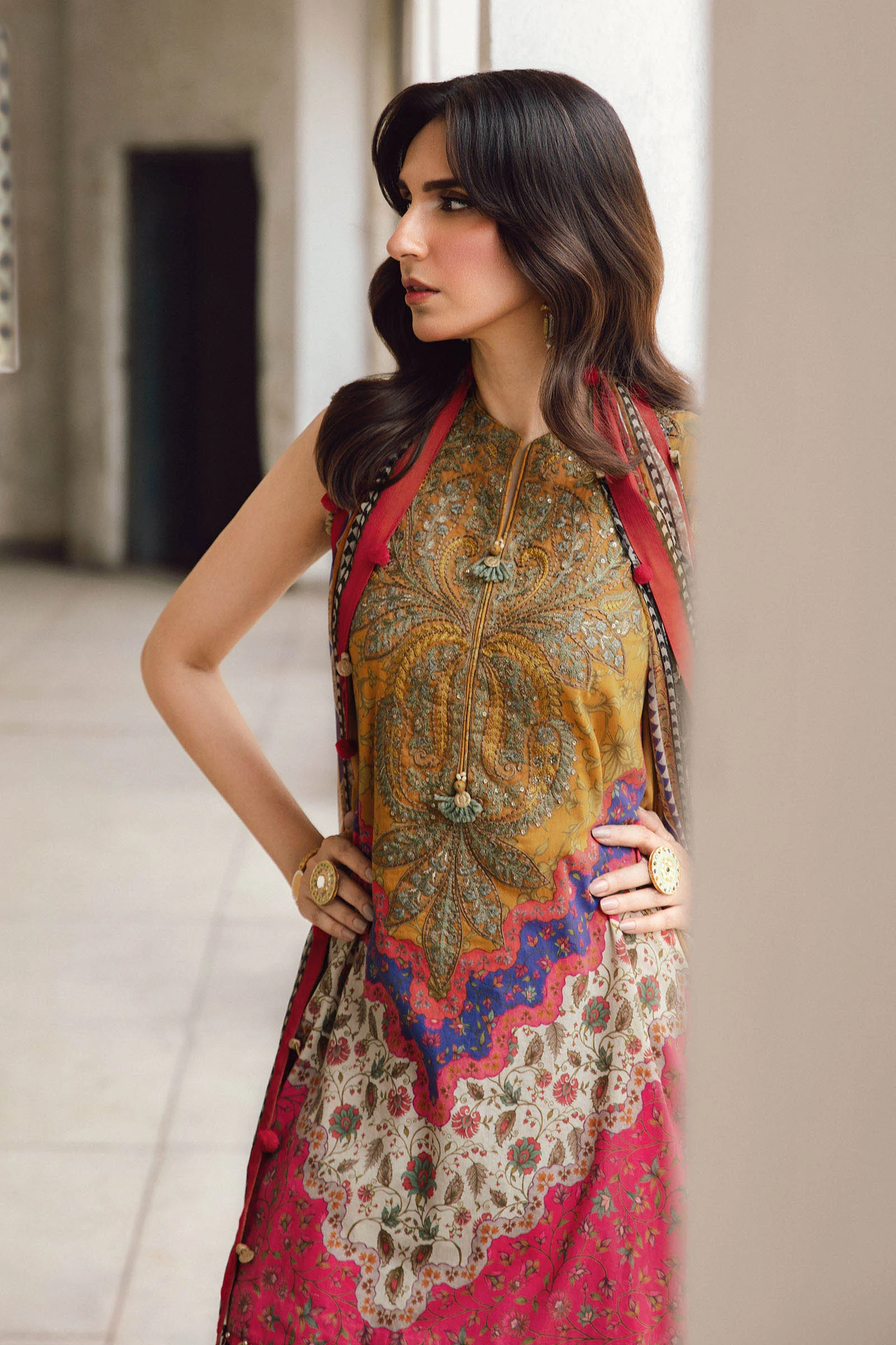 3 Piece Unstitched Embroidered Cambric Suit | MPT-2710-A - Image 3