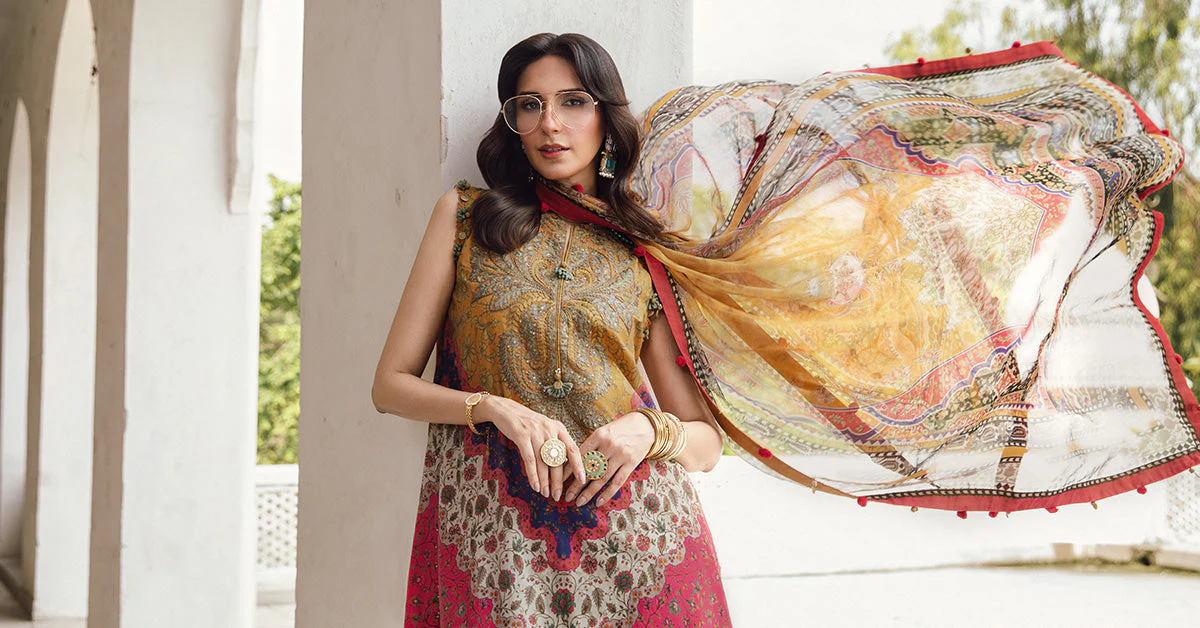 3 Piece Unstitched Embroidered Cambric Suit | MPT-2710-A - Image 5