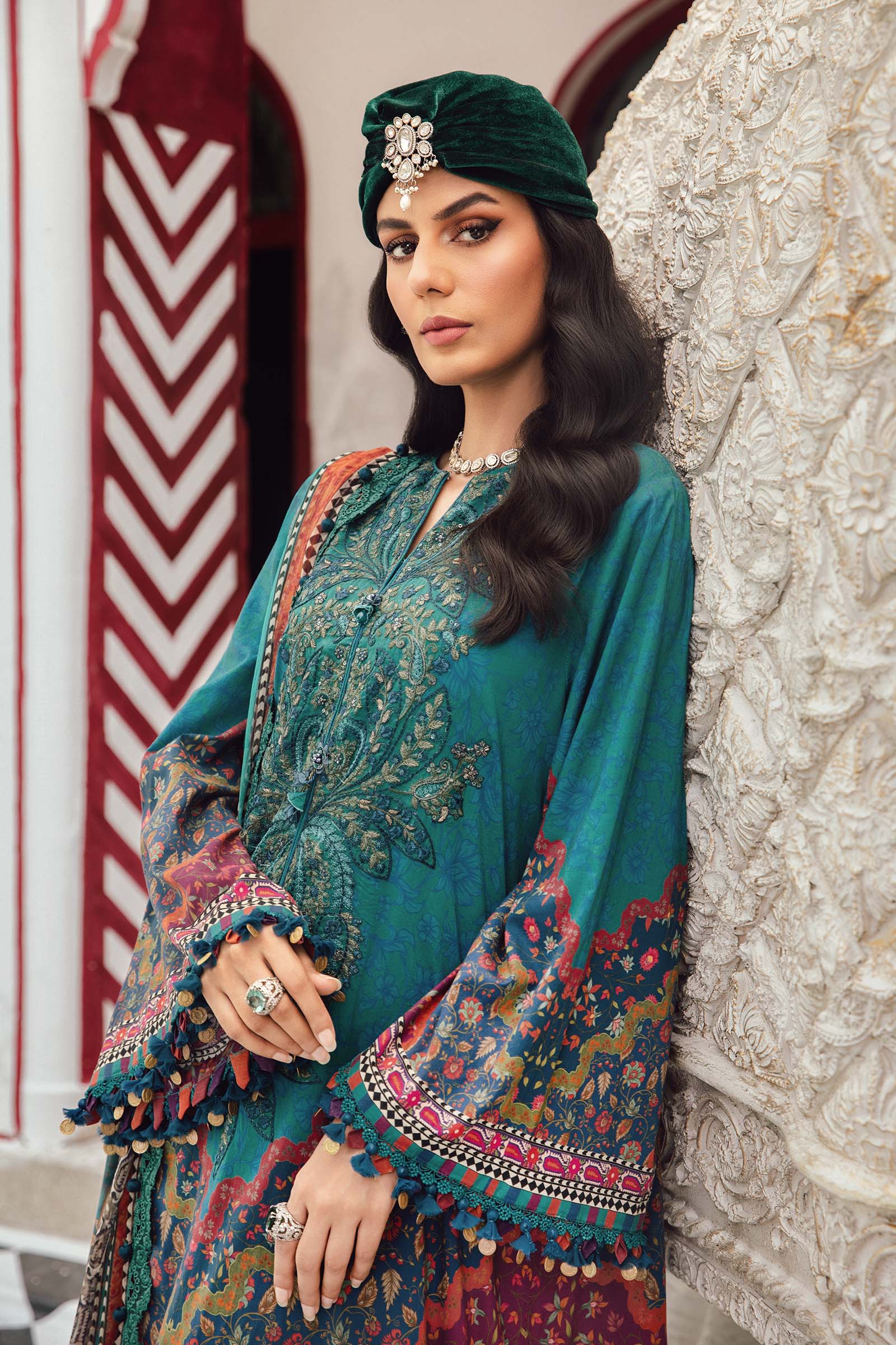 3 Piece Unstitched Embroidered Cambric Suit | MPT-2710-B - Image 3