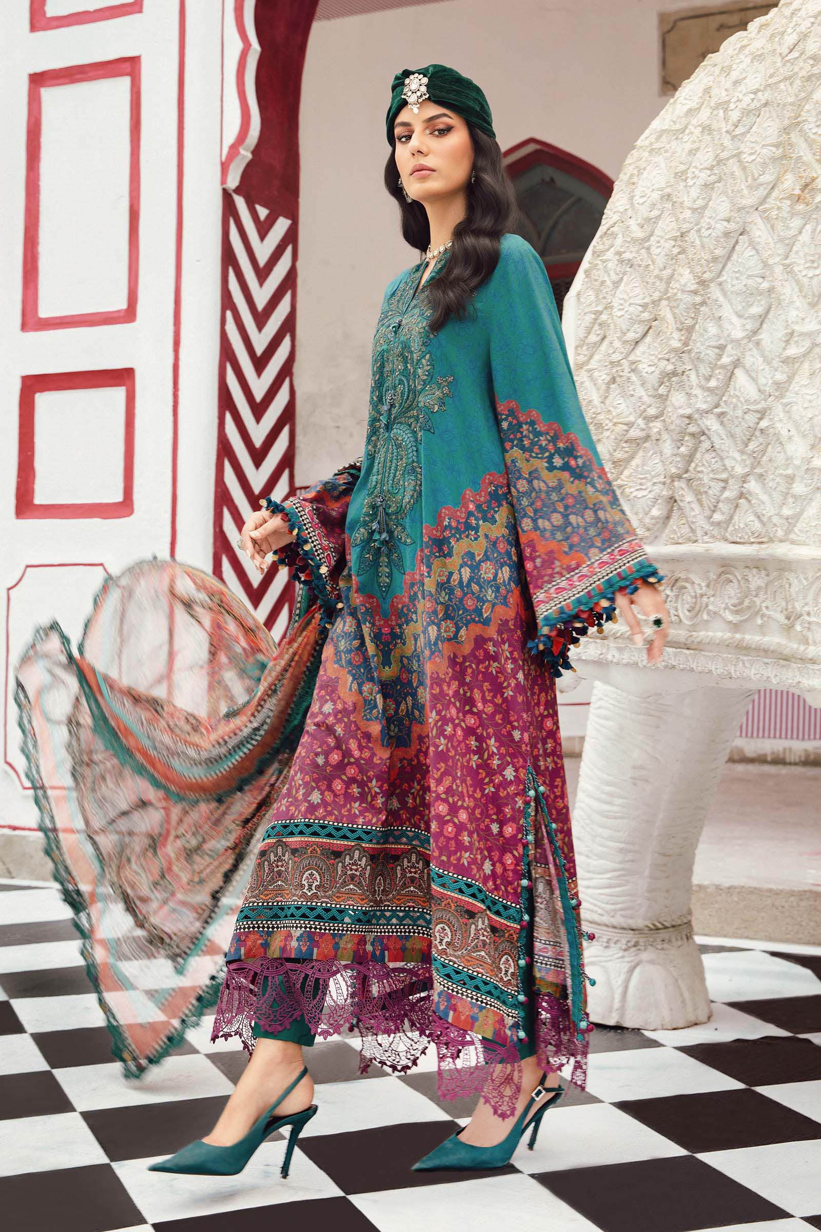 3 Piece Unstitched Embroidered Cambric Suit | MPT-2710-B - Image 6