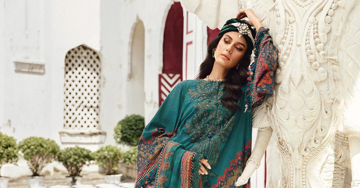 3 Piece Unstitched Embroidered Cambric Suit | MPT-2710-B - Image 7