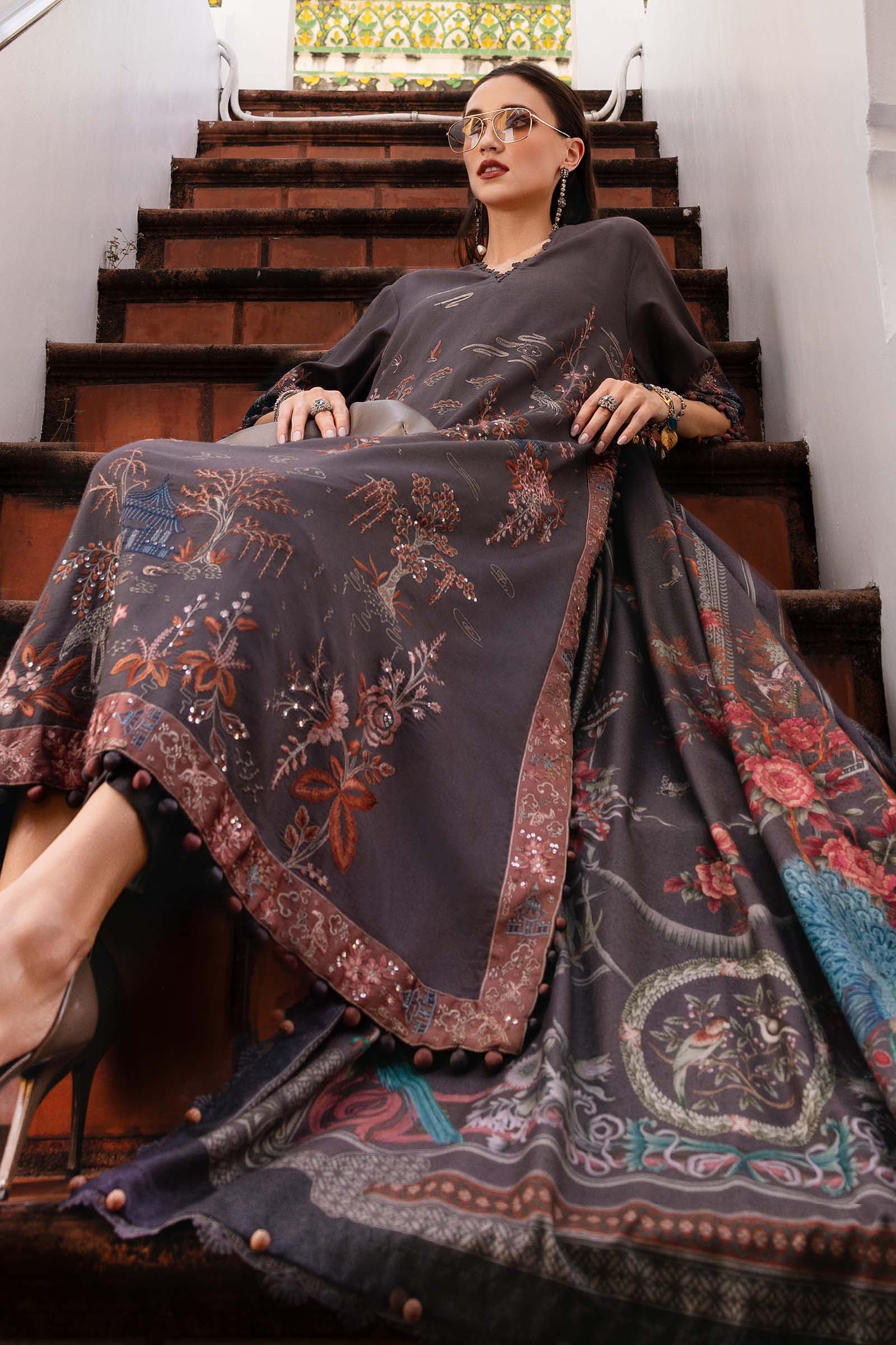 3 Piece Unstitched Embroidered Twill Linen Suit - Image 2