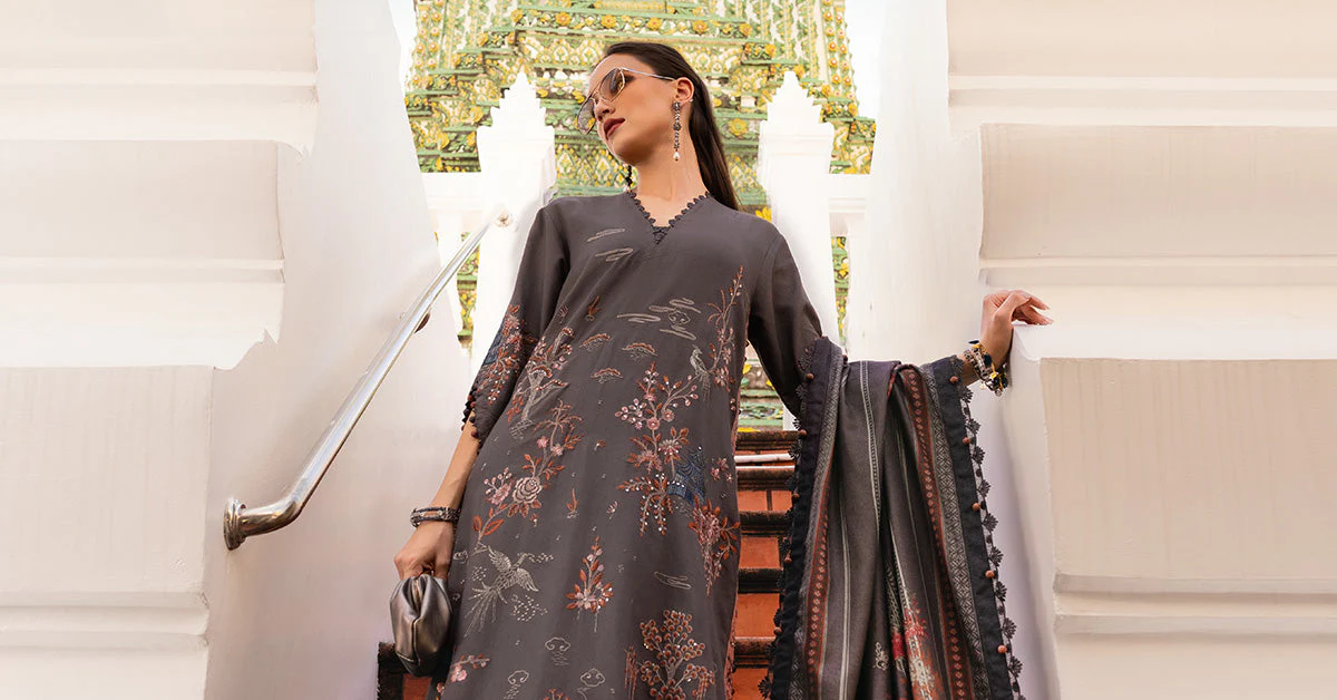 3 Piece Unstitched Embroidered Twill Linen Suit - Image 7