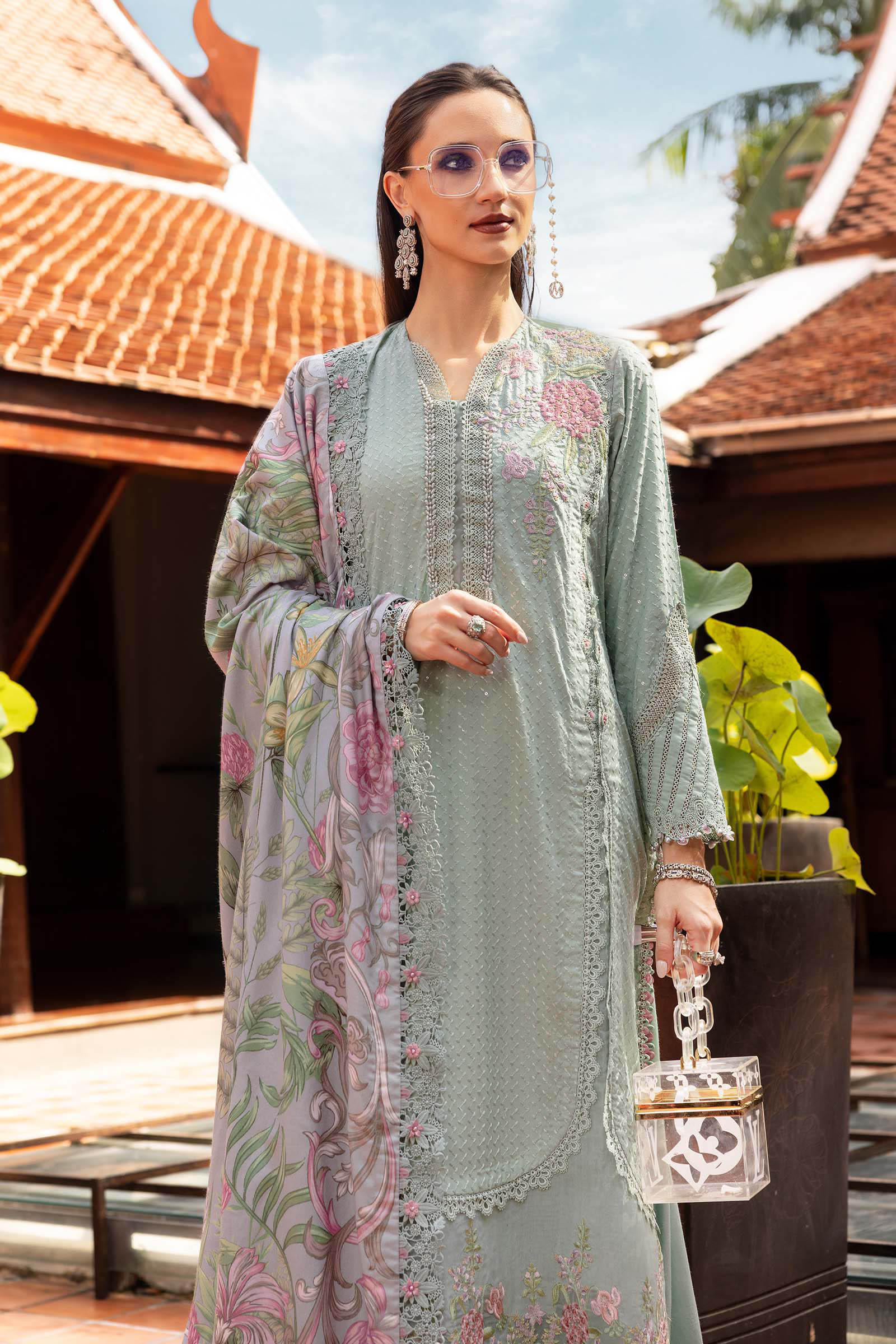 3 Piece Unstitched Embroidered Twill Linen Suit - Image 3