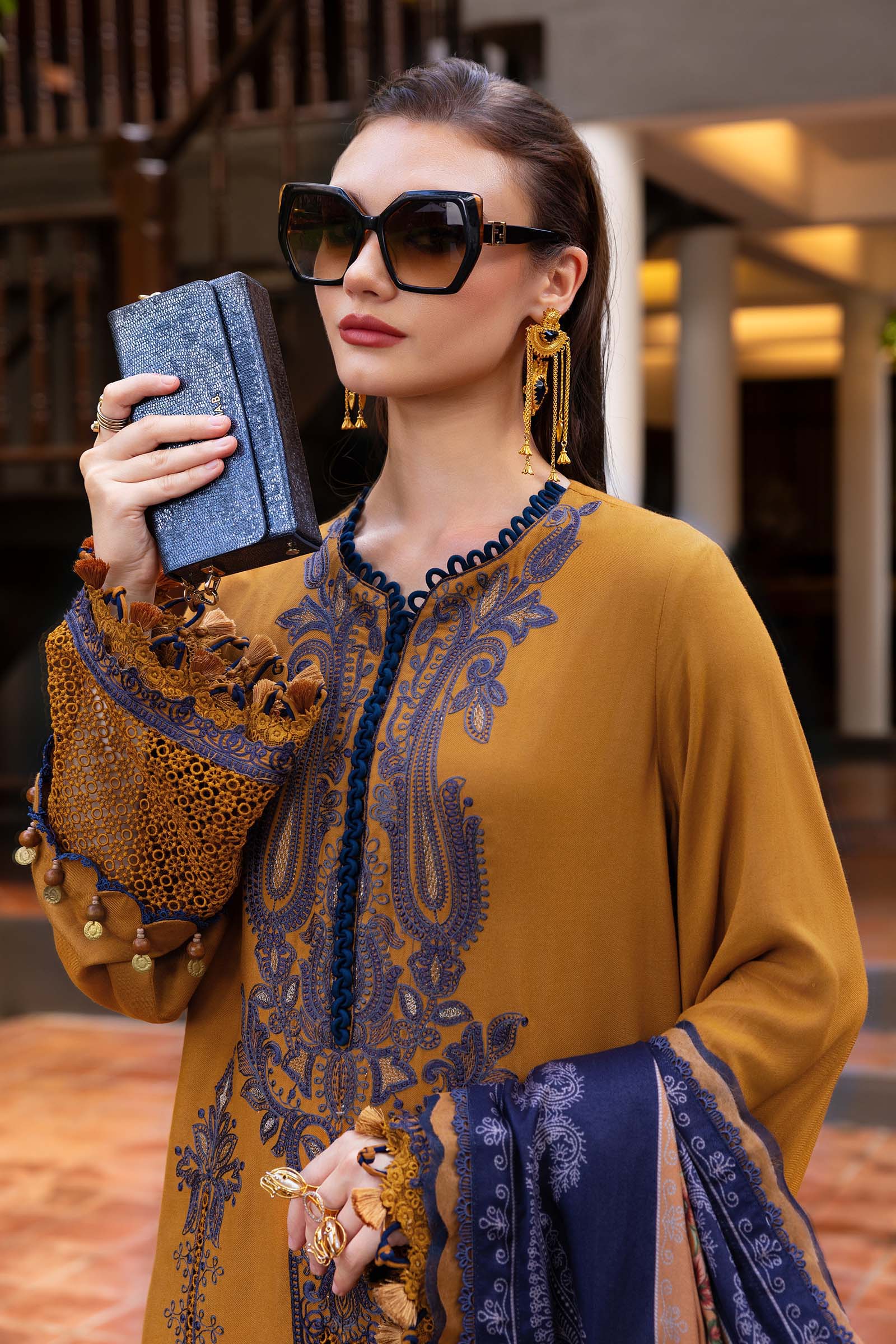 3 Piece Unstitched Embroidered Twill Linen Suit - Image 2