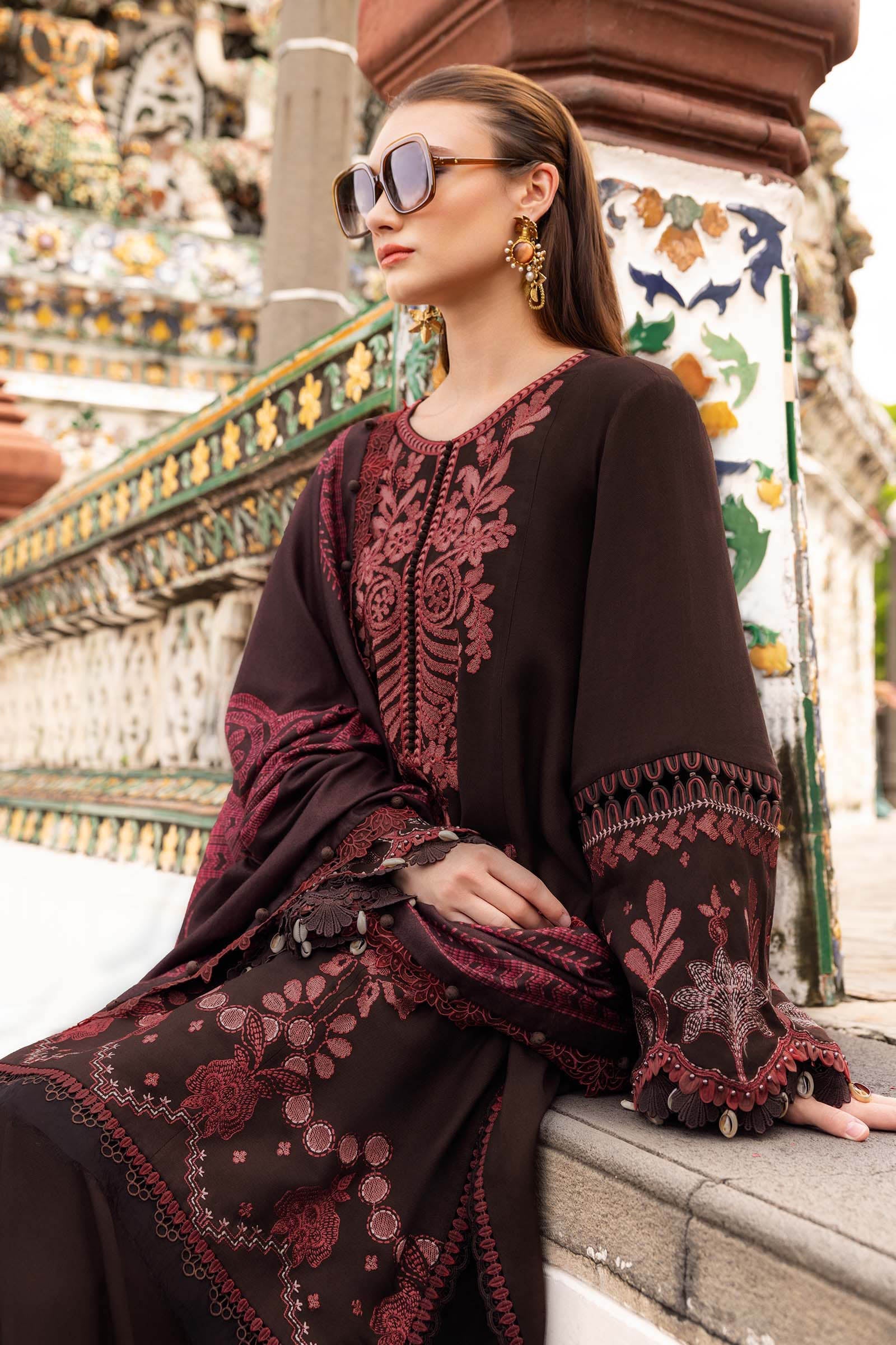 3 Piece Unstitched Embroidered Twill Linen Suit - Image 3