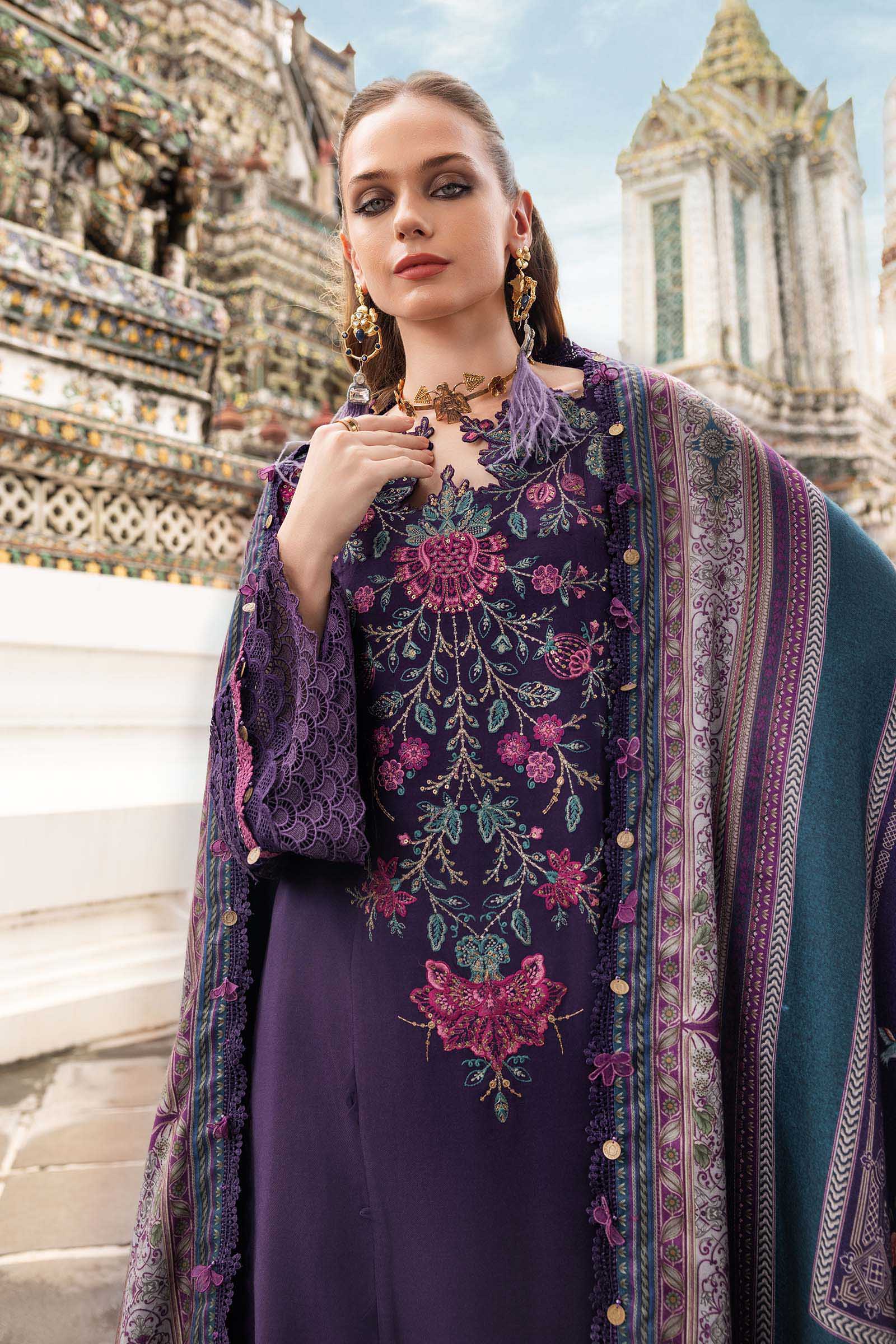 3 Piece Unstitched Embroidered Twill Linen Suit - Image 3