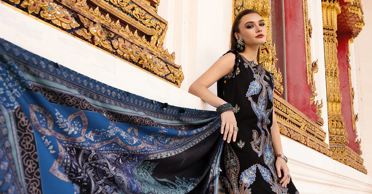3 Piece Unstitched Embroidered Twill Linen Suit - Image 9