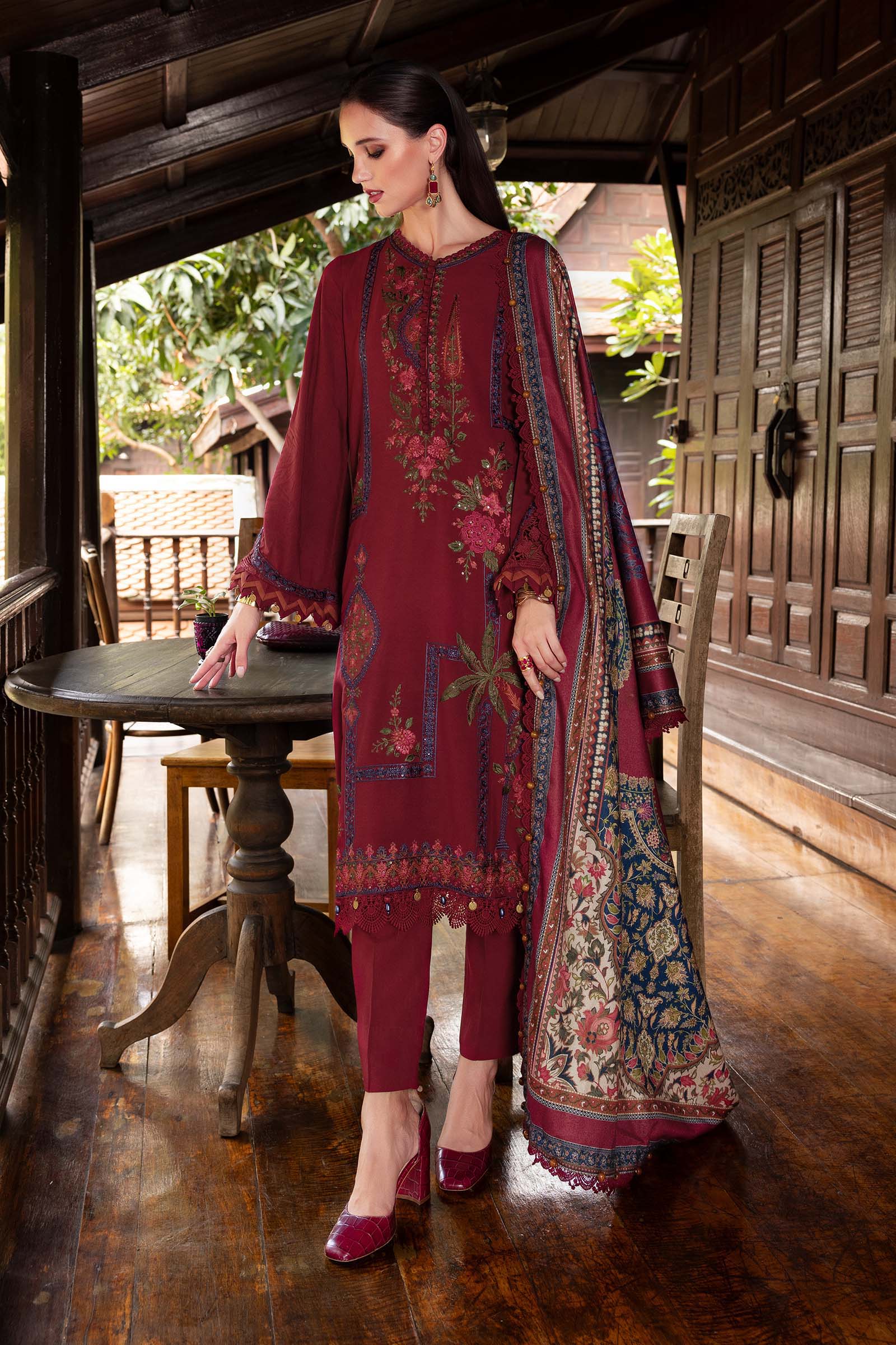 3 Piece Unstitched Embroidered Twill Linen Suit - Image 5