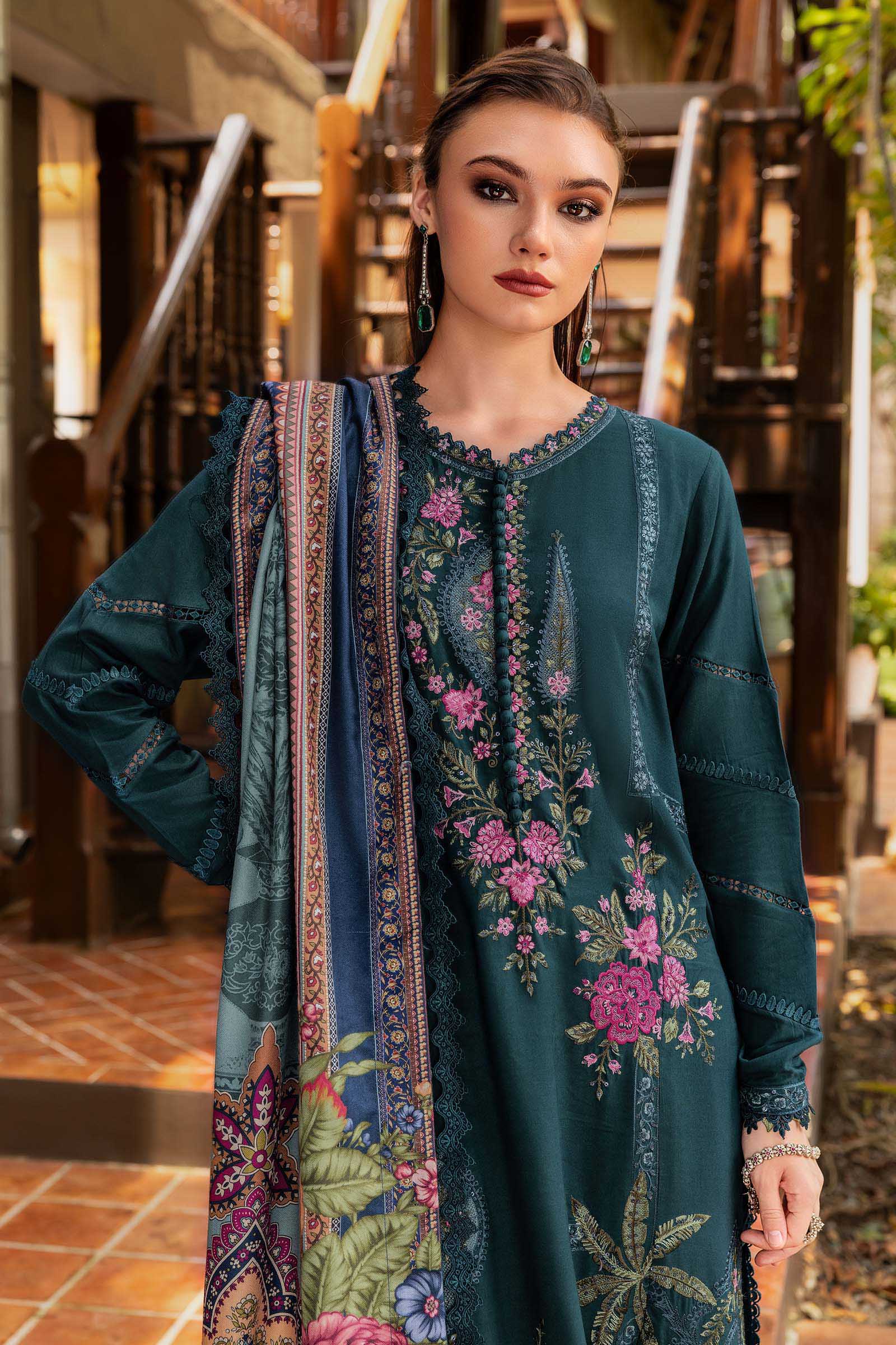3 Piece Unstitched Embroidered Twill Linen Suit - Image 3