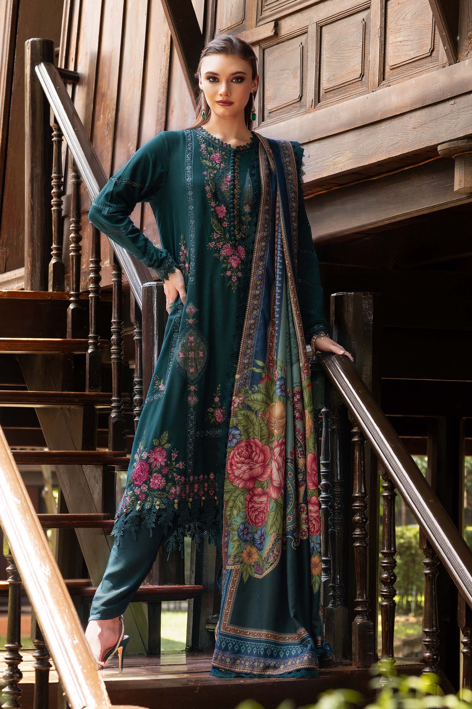 3 Piece Unstitched Embroidered Twill Linen Suit - Image 4