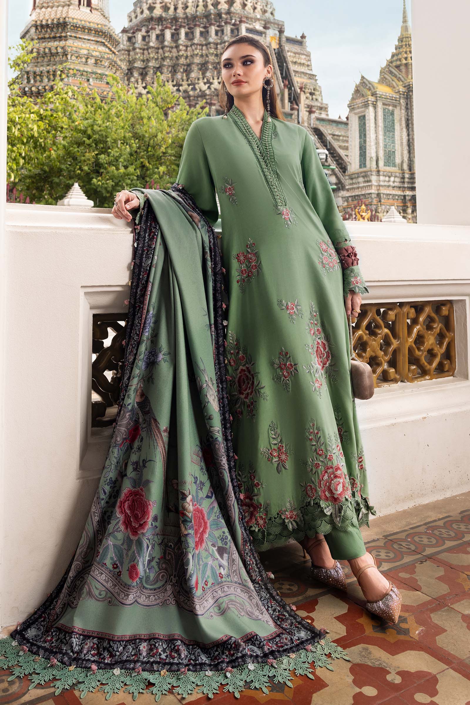 3 Piece Unstitched Embroidered Twill Linen Suit - Image 3