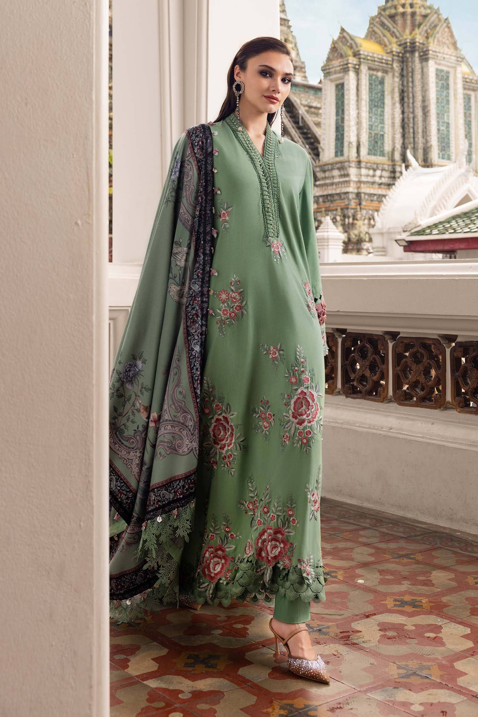 3 Piece Unstitched Embroidered Twill Linen Suit - Image 5