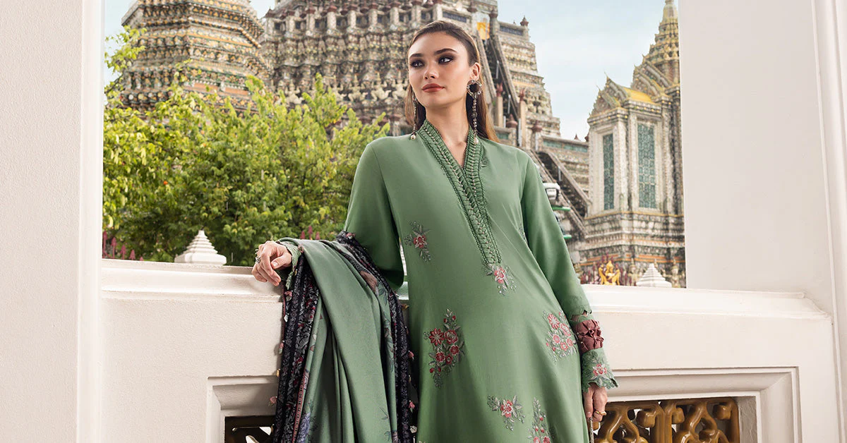 3 Piece Unstitched Embroidered Twill Linen Suit - Image 6