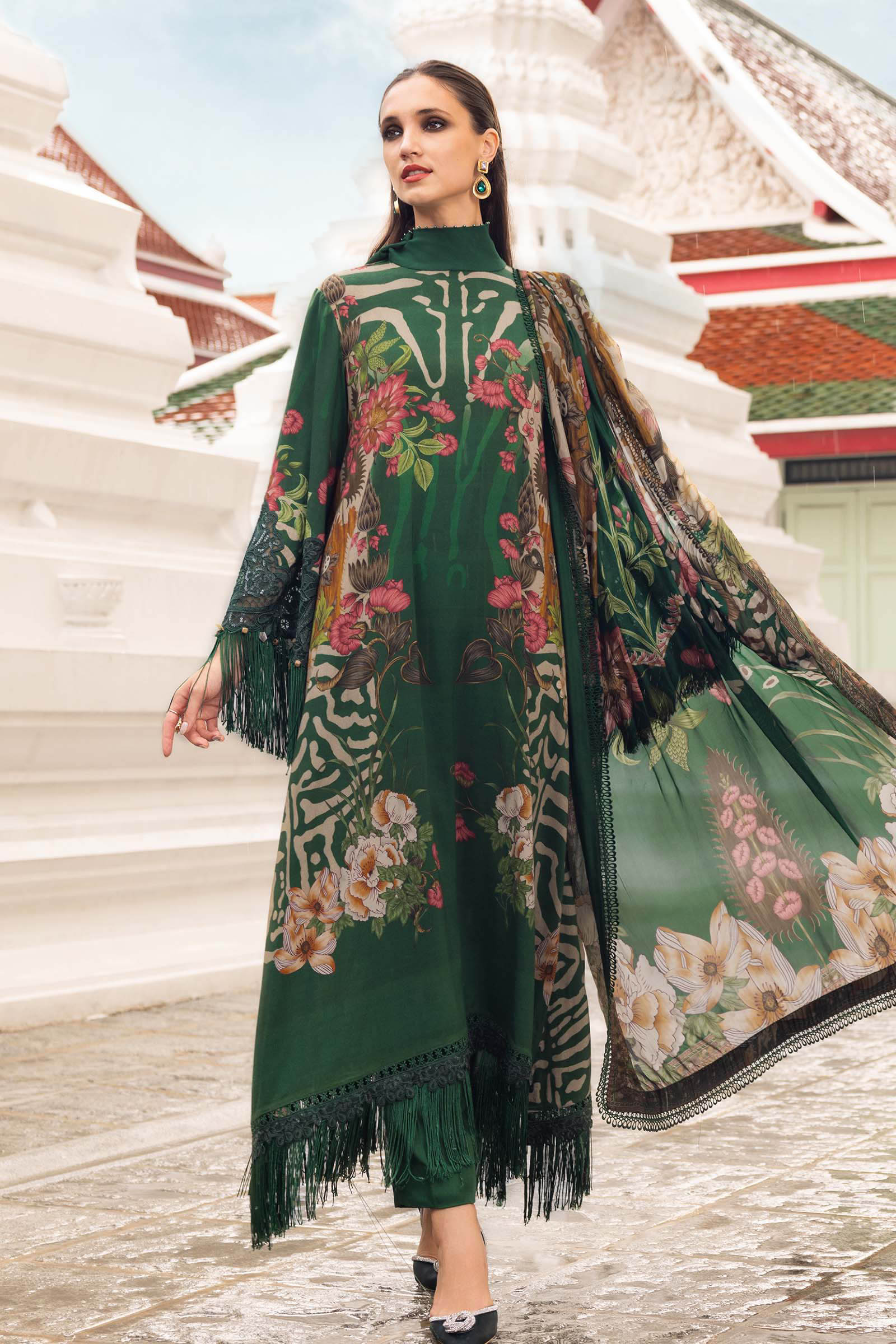 3 Piece Unstitched Embroidered Linen Suit - Image 4