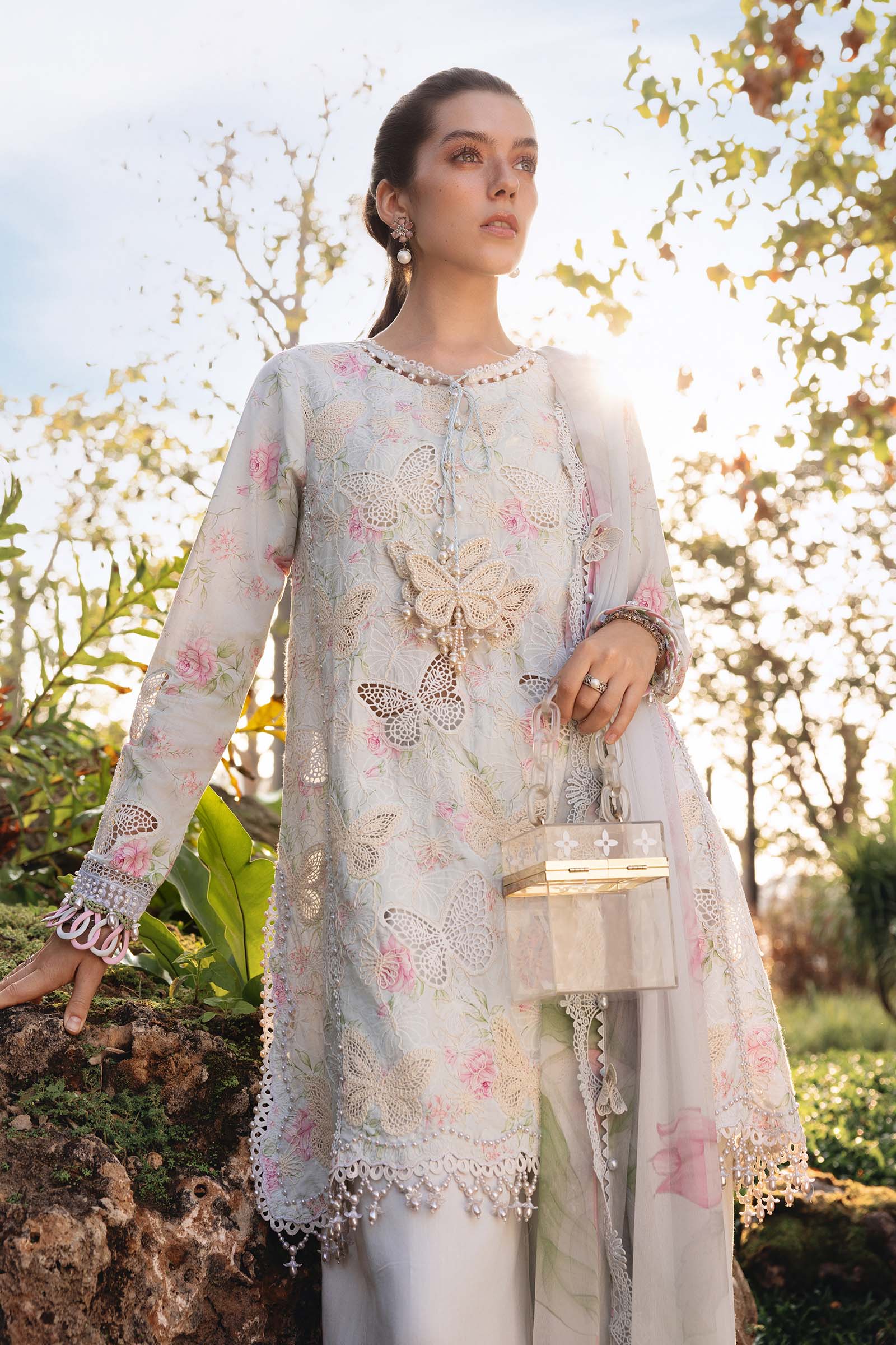 3 Piece Unstitched Embroidered Lawn Suit - Image 2