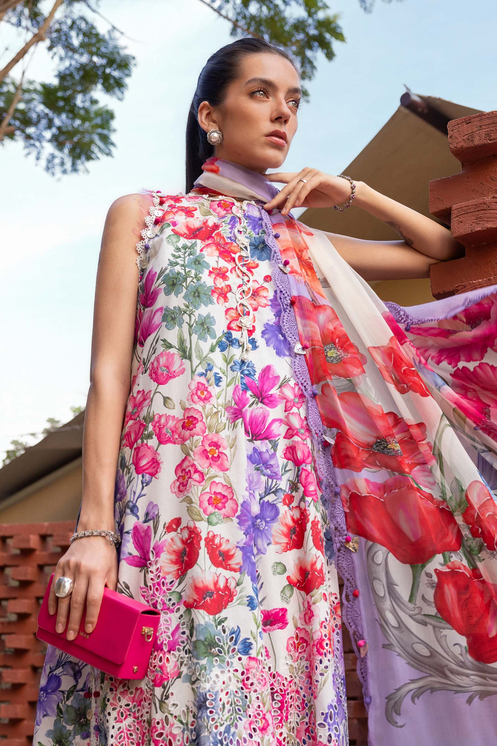 3 Piece Unstitched Embroidered Lawn Suit - Image 3