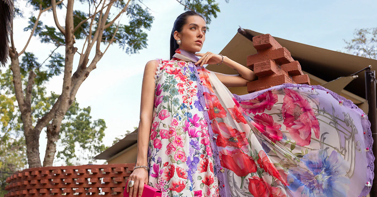 3 Piece Unstitched Embroidered Lawn Suit - Image 4