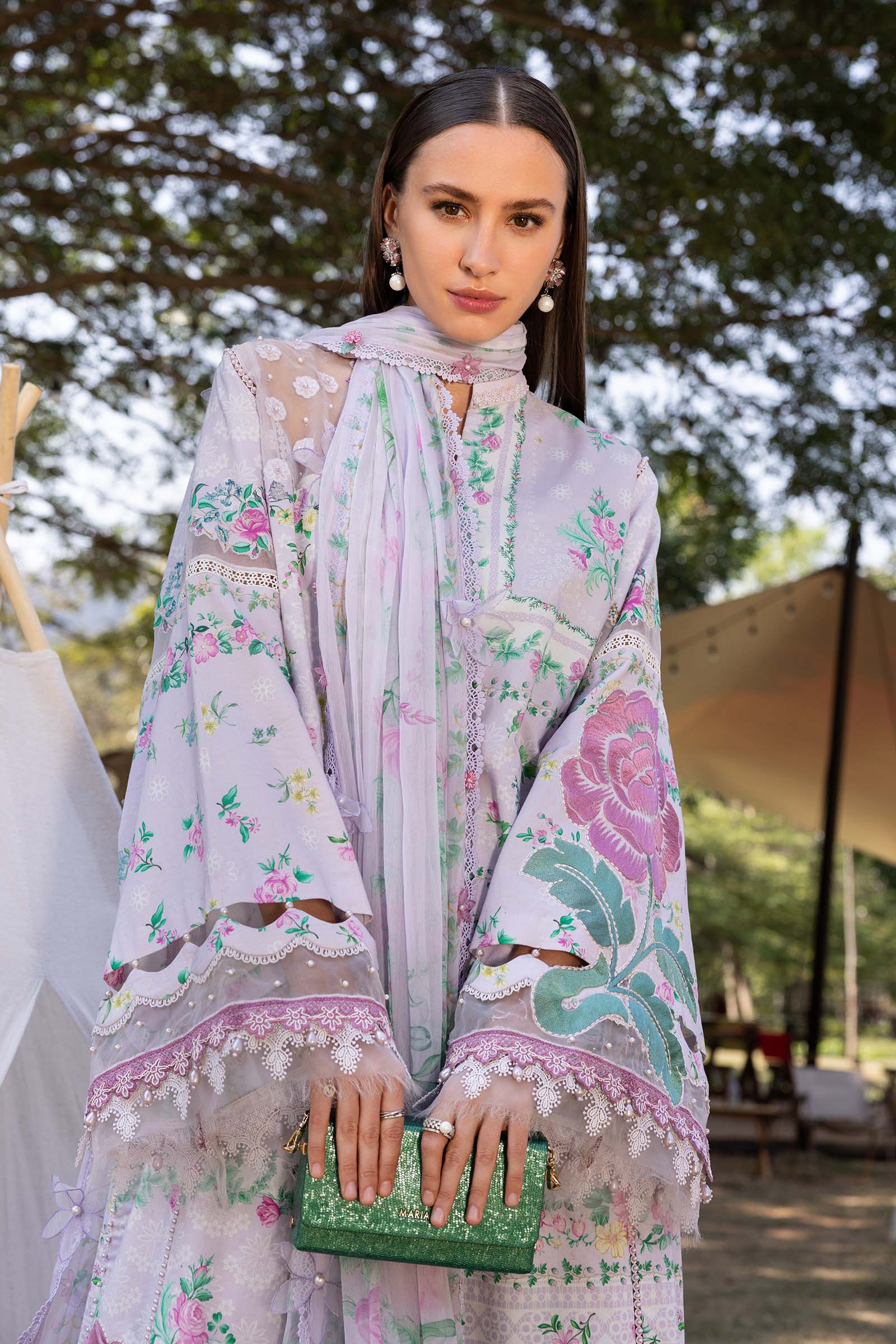 3 Piece Unstitched Embroidered Lawn Suit - Image 2