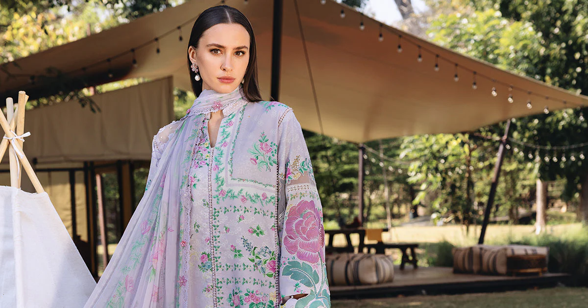 3 Piece Unstitched Embroidered Lawn Suit - Image 6