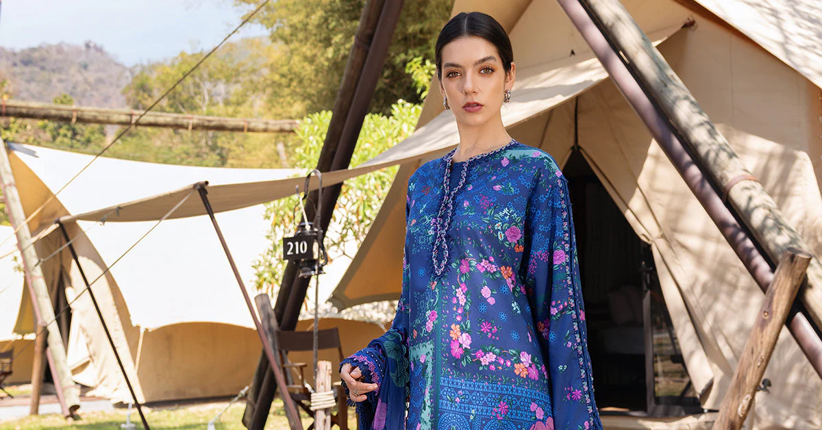 3 Piece Unstitched Embroidered Lawn Suit - Image 3