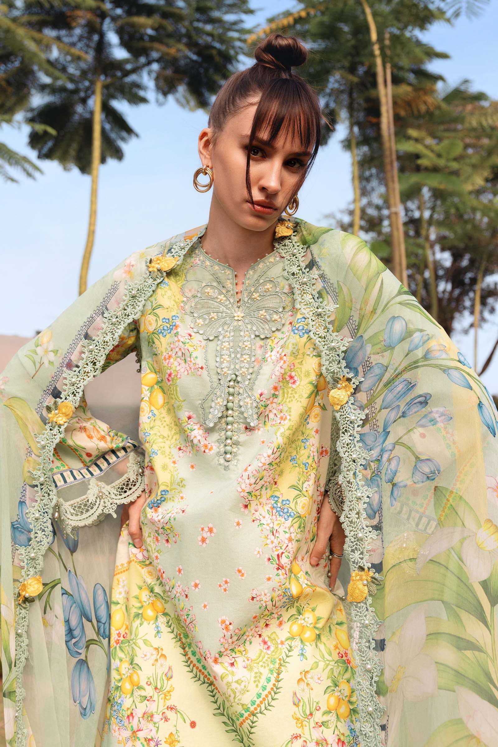 3 Piece Unstitched Embroidered Lawn Suit - Image 2