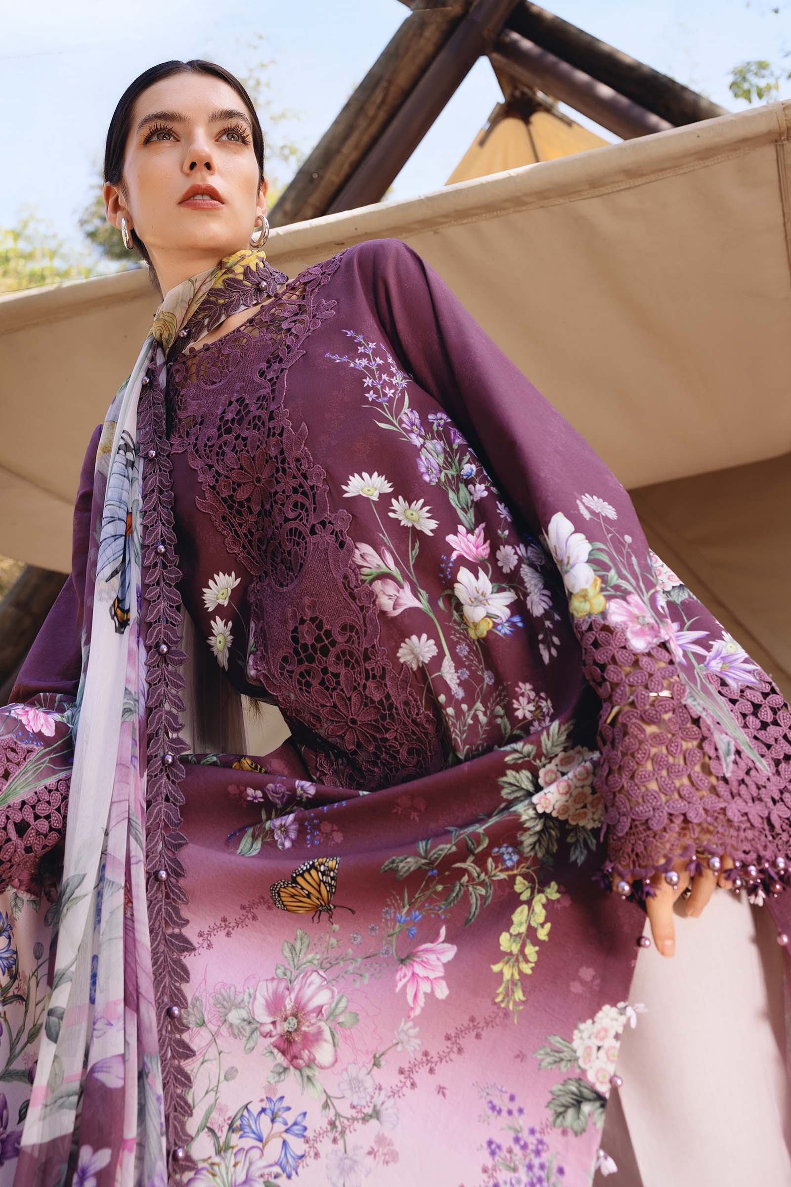 3 Piece Unstitched Embroidered Lawn Suit - Image 2