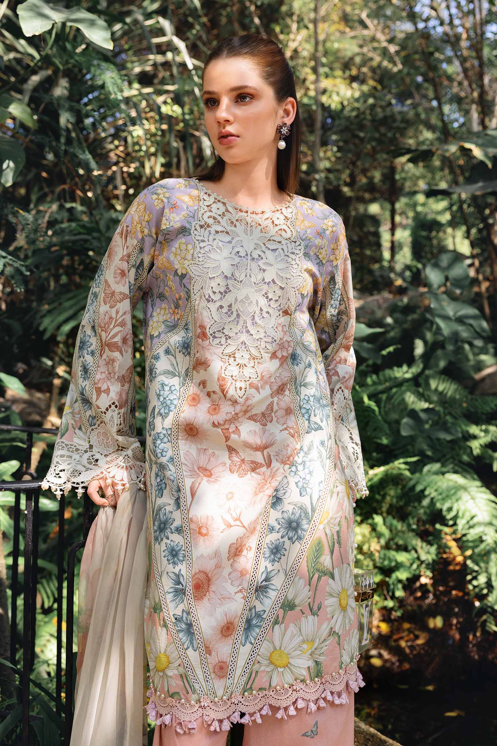 3 Piece Unstitched Embroidered Lawn Suit - Image 2