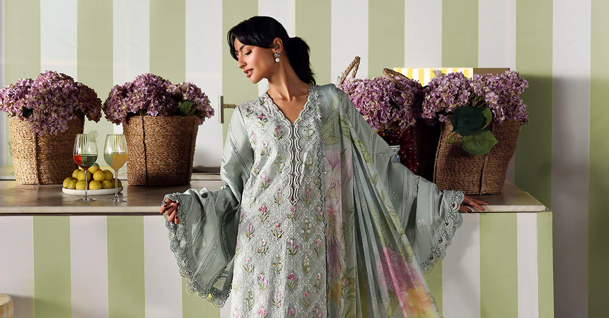 3 Piece Unstitched Embroidered Lawn Suit - Image 7